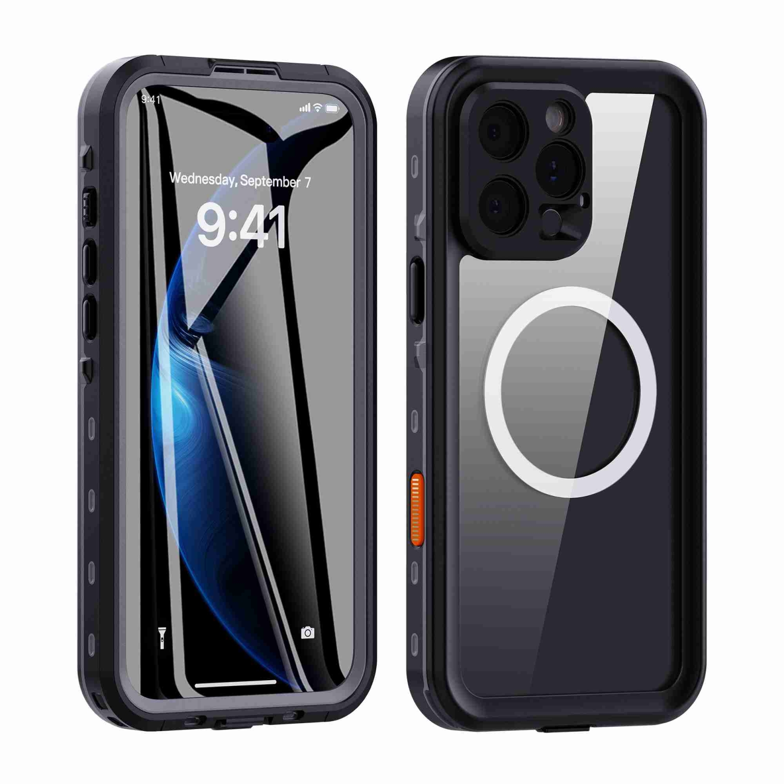 For iPhone 16 Pro RedPepper Transparent Dot IP68 Waterproof Triple-proof MagSafe Phone Case(Black Dark Grey) For iPhone 16 Pro RedPepper Transparent Dot IP68 Waterproof Triple-proof MagSafe Phone Case(Black Dark Grey)