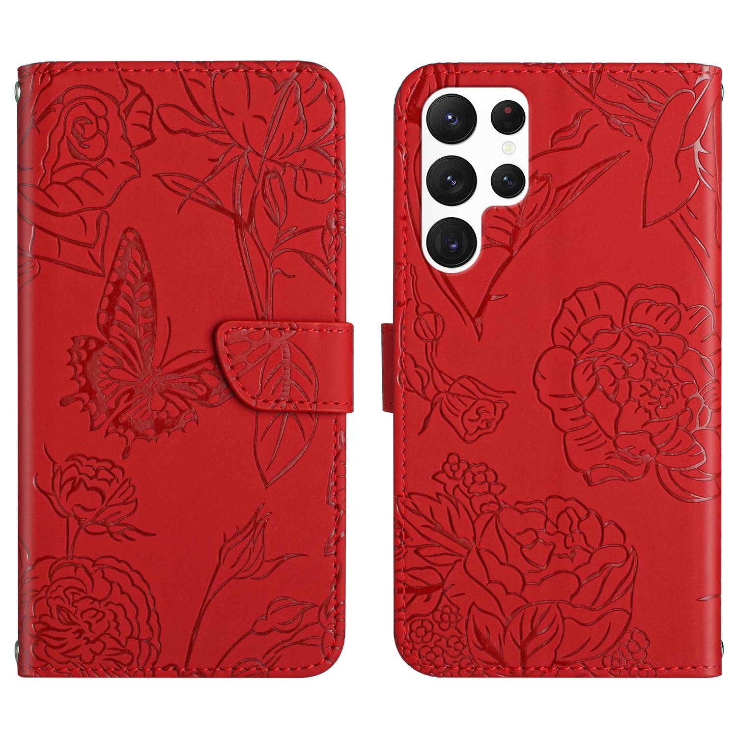 For Samsung Galaxy S25 Ultra 5G Skin Feel Butterfly Embossed Flip Leather Phone Case(Red) For Samsung Galaxy S25 Ultra 5G Skin Feel Butterfly Embossed Flip Leather Phone Case(Red)