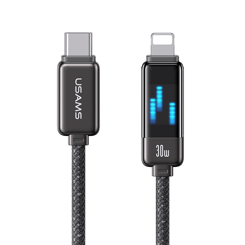 USAMS SJ743 30W USB-C / Type-C to 8 Pin Zinc Alloy Fast Data Cable, Length: 1.2m(Gun Color) USAMS SJ743 30W USB-C / Type-C to 8 Pin Zinc Alloy Fast Data Cable, Length: 1.2m(Gun Color)