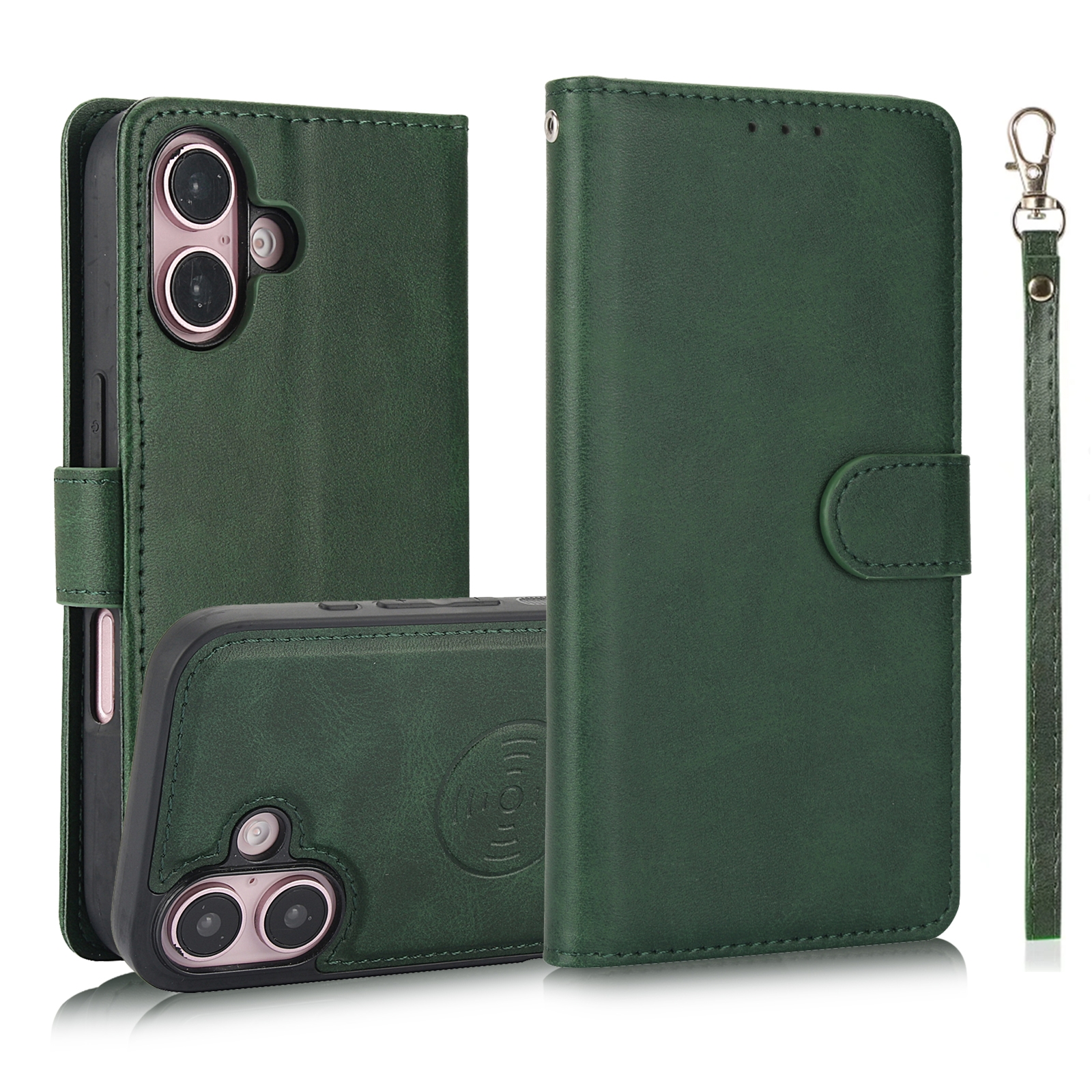 For iPhone 16 Plus Calf Texture 2 in 1 Detachable Magnetic Back Cover Leather Case(Green) For iPhone 16 Plus Calf Texture 2 in 1 Detachable Magnetic Back Cover Leather Case(Green)