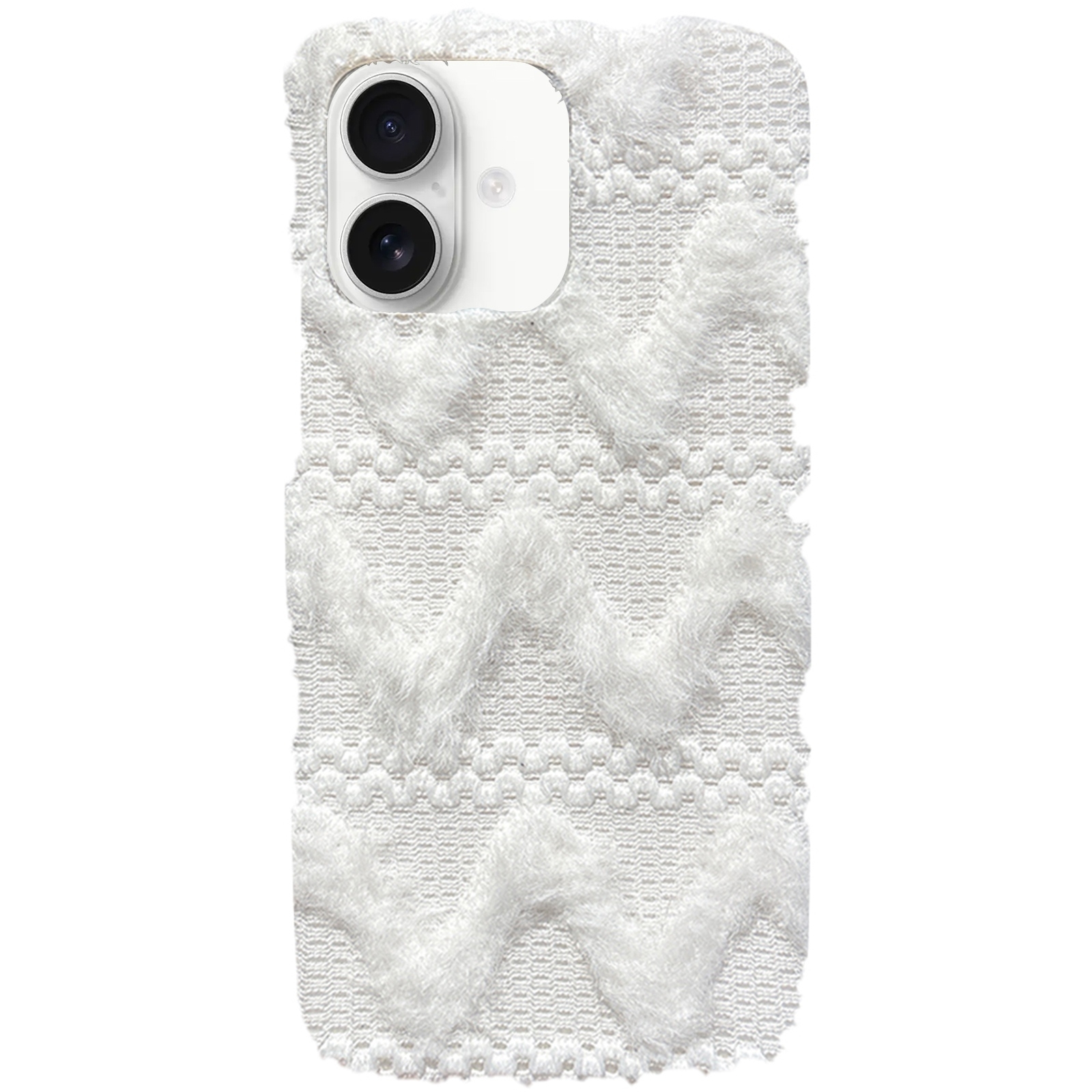 For iPhone 16 W-texture Plush TPU Phone Case(White) For iPhone 16 W-texture Plush TPU Phone Case(White)
