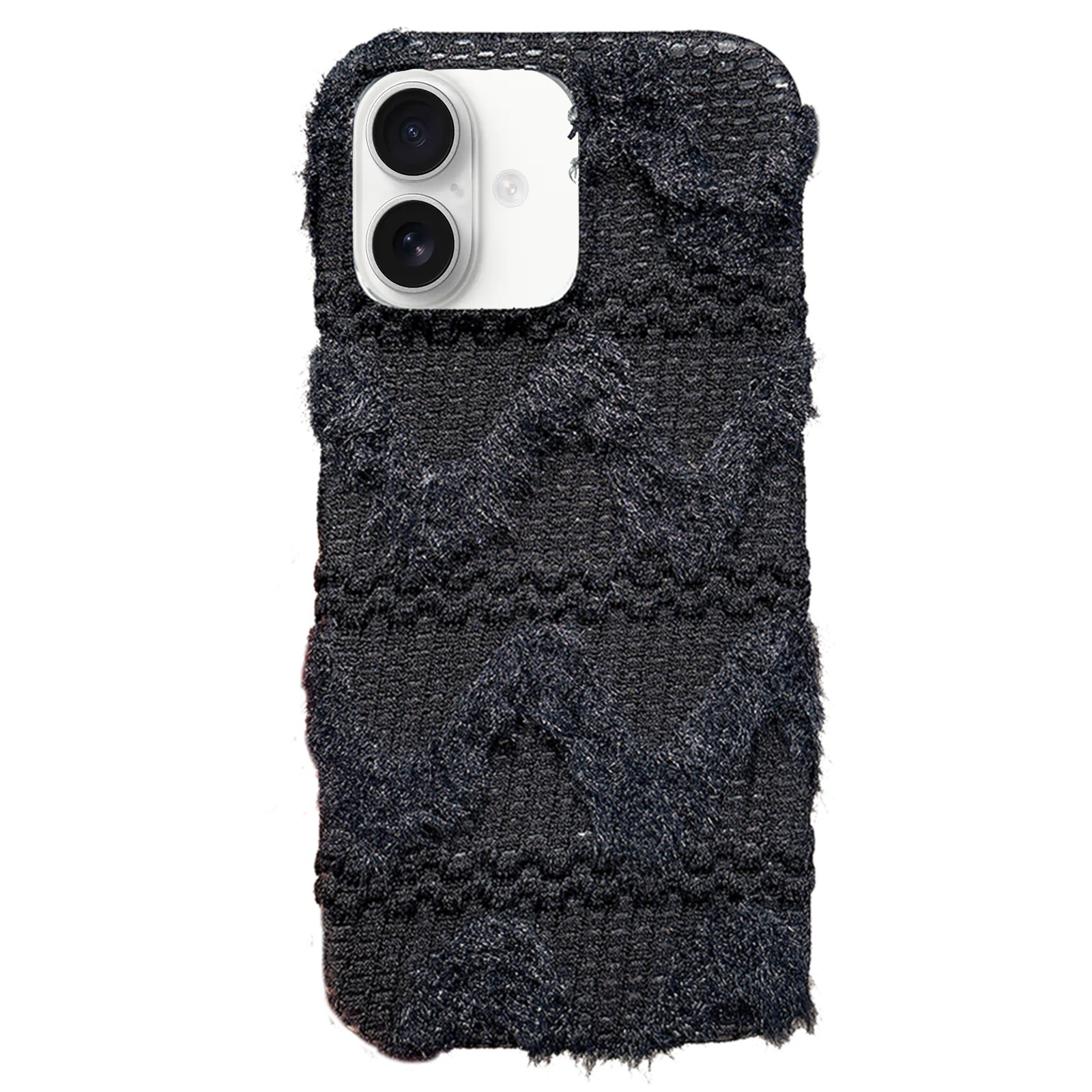 For iPhone 16 Plus W-texture Plush TPU Phone Case(Black) For iPhone 16 Plus W-texture Plush TPU Phone Case(Black)