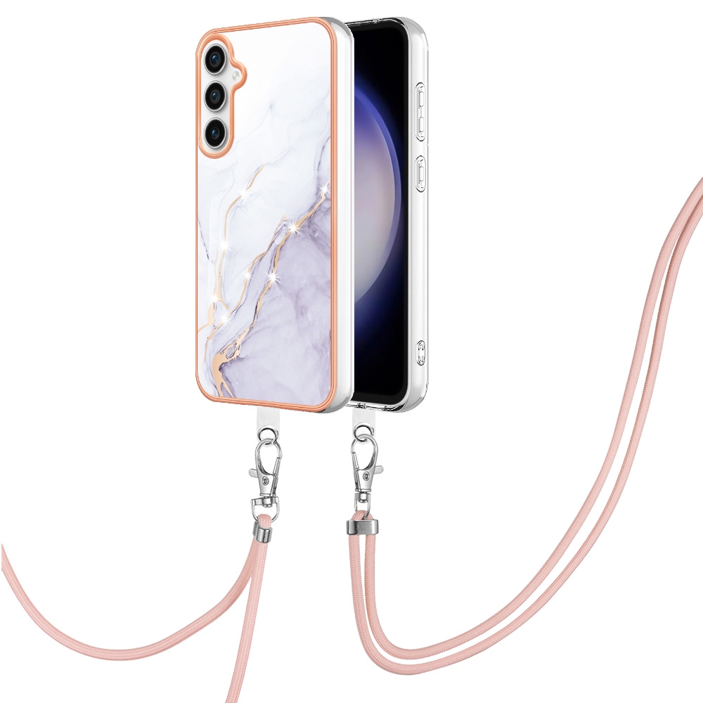 For Samsung Galaxy S24 FE 5G Electroplating Marble Dual-side IMD Phone Case with Lanyard(White 006) For Samsung Galaxy S24 FE 5G Electroplating Marble Dual-side IMD Phone Case with Lanyard(White 006)