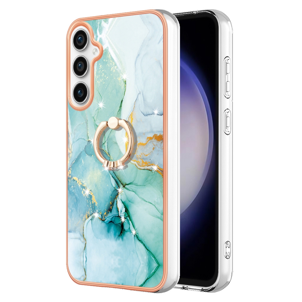 For Samsung Galaxy S24 FE 5G Electroplating Marble IMD TPU Phone Case with Ring Holder(Green 003) For Samsung Galaxy S24 FE 5G Electroplating Marble IMD TPU Phone Case with Ring Holder(Green 003)