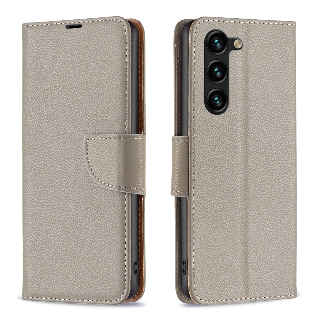 For Samsung Galaxy S25+ 5G Litchi Texture Pure Color Flip Leather Phone Case(Grey) For Samsung Galaxy S25+ 5G Litchi Texture Pure Color Flip Leather Phone Case(Grey)