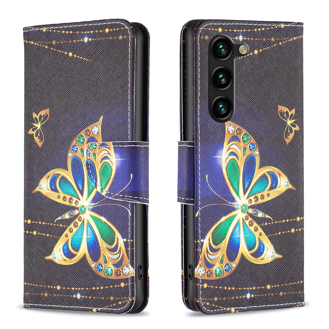 For Samsung Galaxy S25+ 5G Colored Drawing Pattern Leather Phone Case(Big Butterfly)
