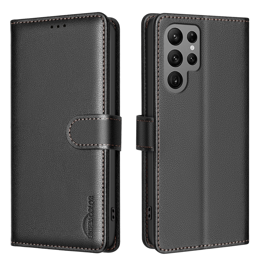 For Samsung Galaxy S25 Ultra 5G Litchi Texture RFID Anti-theft Leather Phone Case(Black) For Samsung Galaxy S25 Ultra 5G Litchi Texture RFID Anti-theft Leather Phone Case(Black)