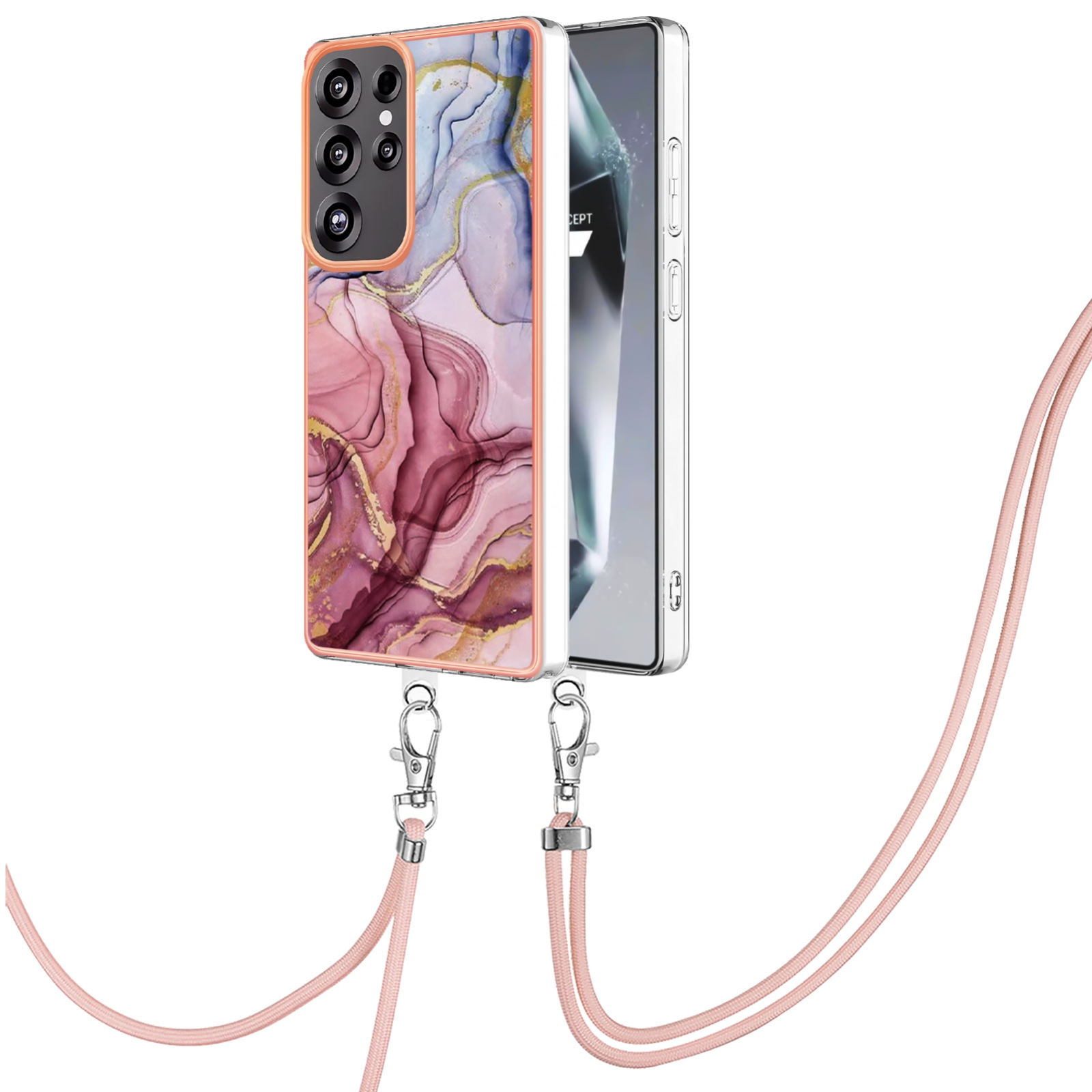 For Samsung Galaxy S25 Ultra 5G Electroplating Marble Dual-side IMD Phone Case with Lanyard(Rose Red 014) For Samsung Galaxy S25 Ultra 5G Electroplating Marble Dual-side IMD Phone Case with Lanyard(Rose Red 014)