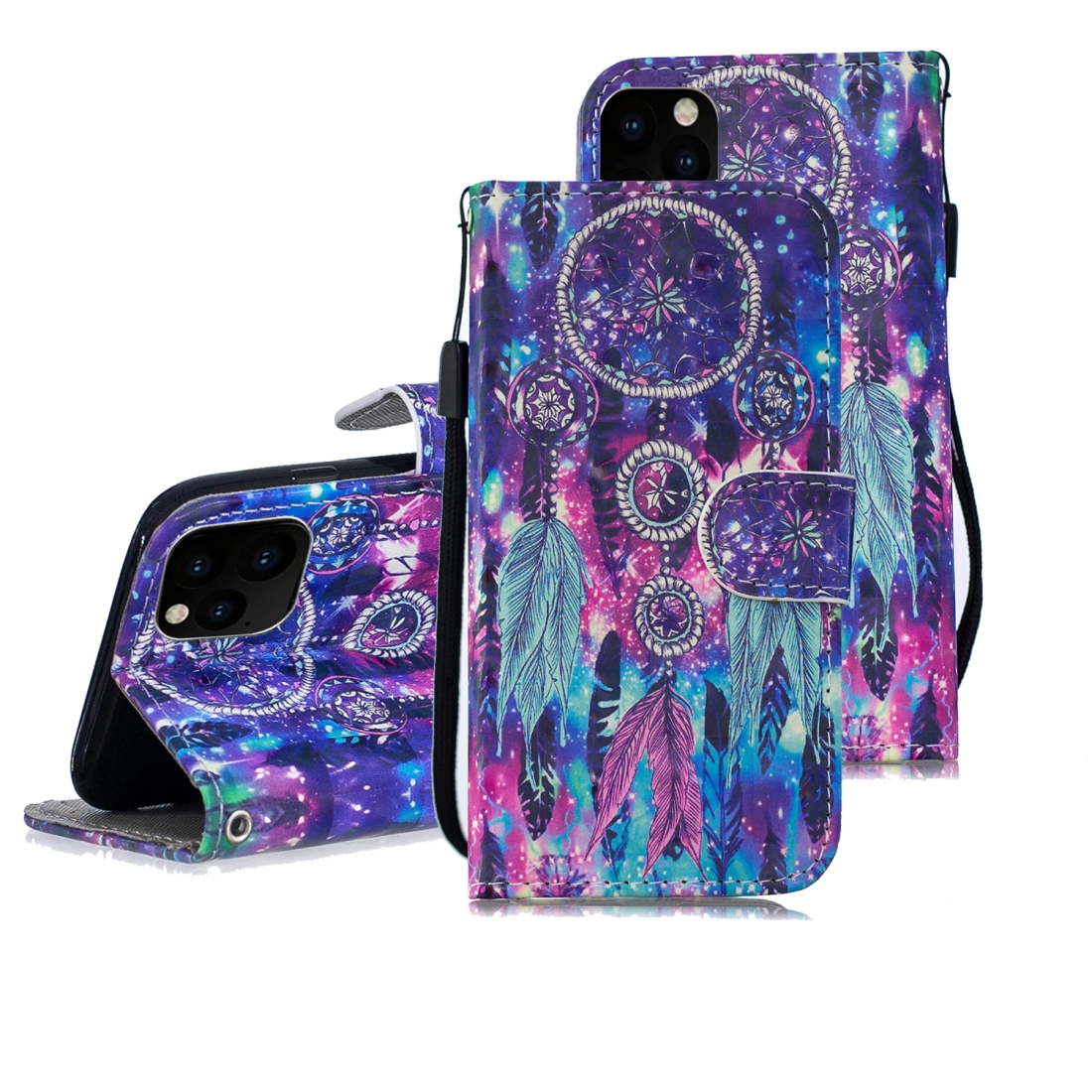 For iPhone 12 / 12 Pro 3D Painted Pattern Horizontal Flip Leather Case with Holder & Wallet & Card slot & Lanyard(Starry Sky Wind Chimes) For iPhone 12 / 12 Pro 3D Painted Pattern Horizontal Flip Leather Case with Holder & Wallet & Card slot & Lanyard(Starry Sky Wind Chimes)