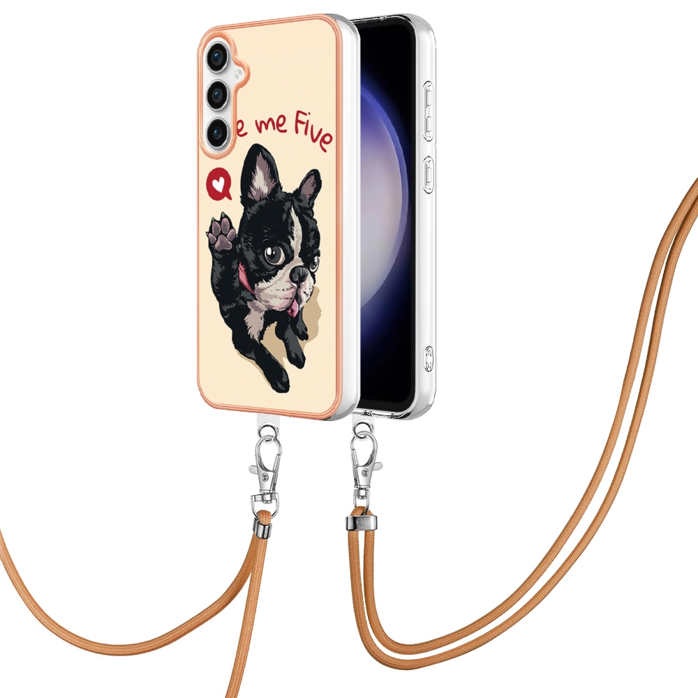 For Samsung Galaxy S24 FE 5G Electroplating Dual-side IMD Phone Case with Lanyard(Lucky Dog) For Samsung Galaxy S24 FE 5G Electroplating Dual-side IMD Phone Case with Lanyard(Lucky Dog)