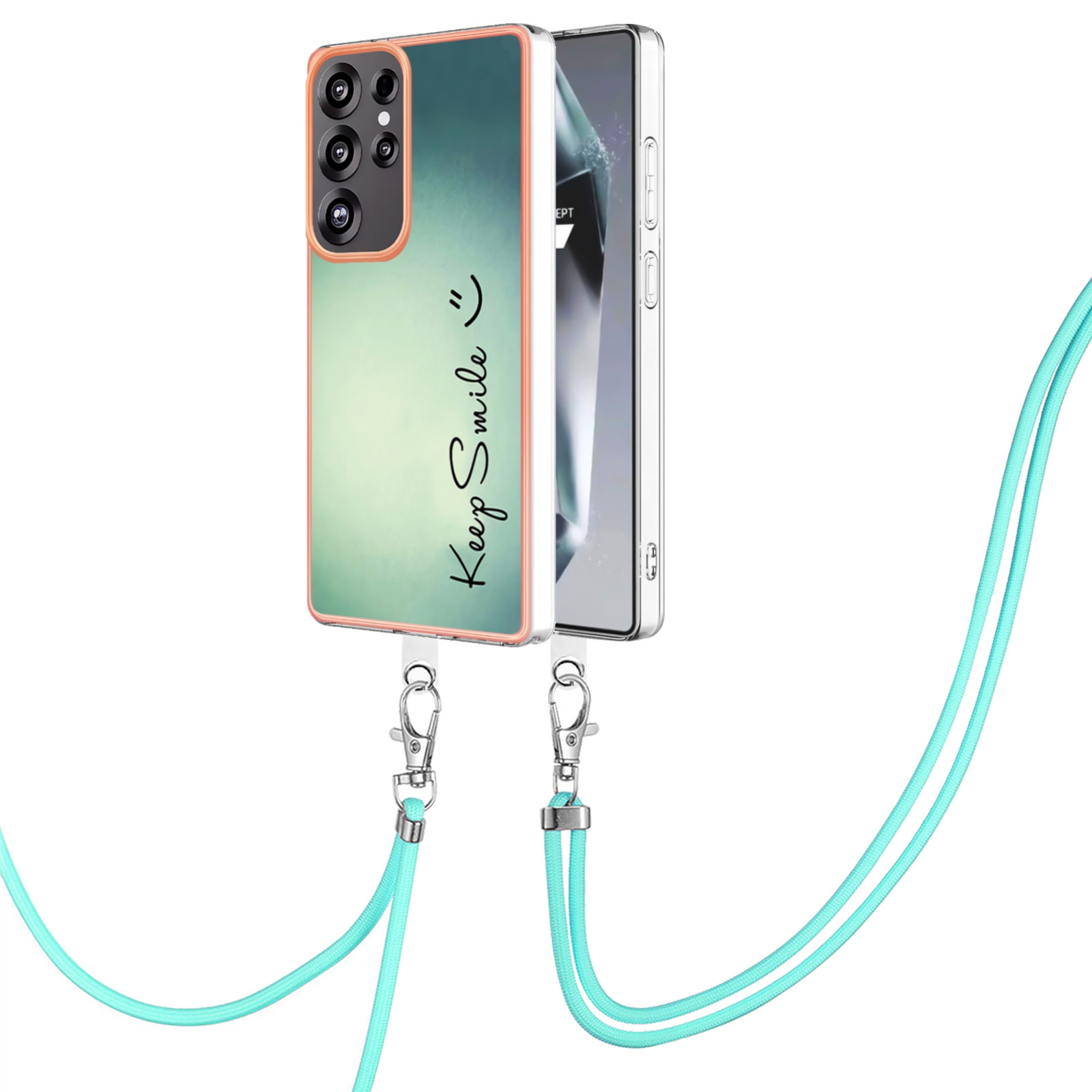 For Samsung Galaxy S25 Ultra 5G Electroplating Dual-side IMD Phone Case with Lanyard(Smile) For Samsung Galaxy S25 Ultra 5G Electroplating Dual-side IMD Phone Case with Lanyard(Smile)