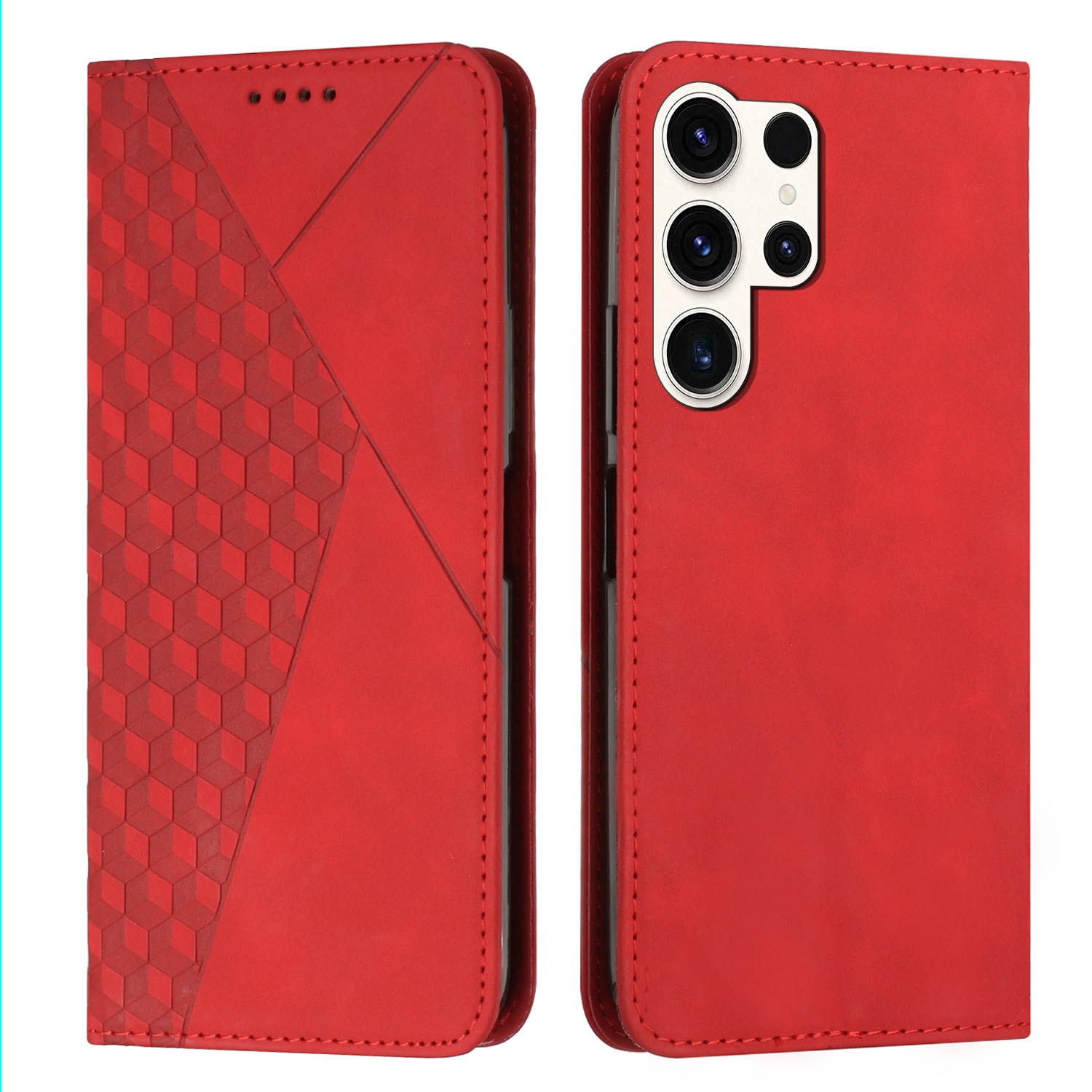 For Samsung Galaxy S25 Ultra 5G Diamond Splicing Skin Feel Magnetic Leather Phone Case(Red) For Samsung Galaxy S25 Ultra 5G Diamond Splicing Skin Feel Magnetic Leather Phone Case(Red)