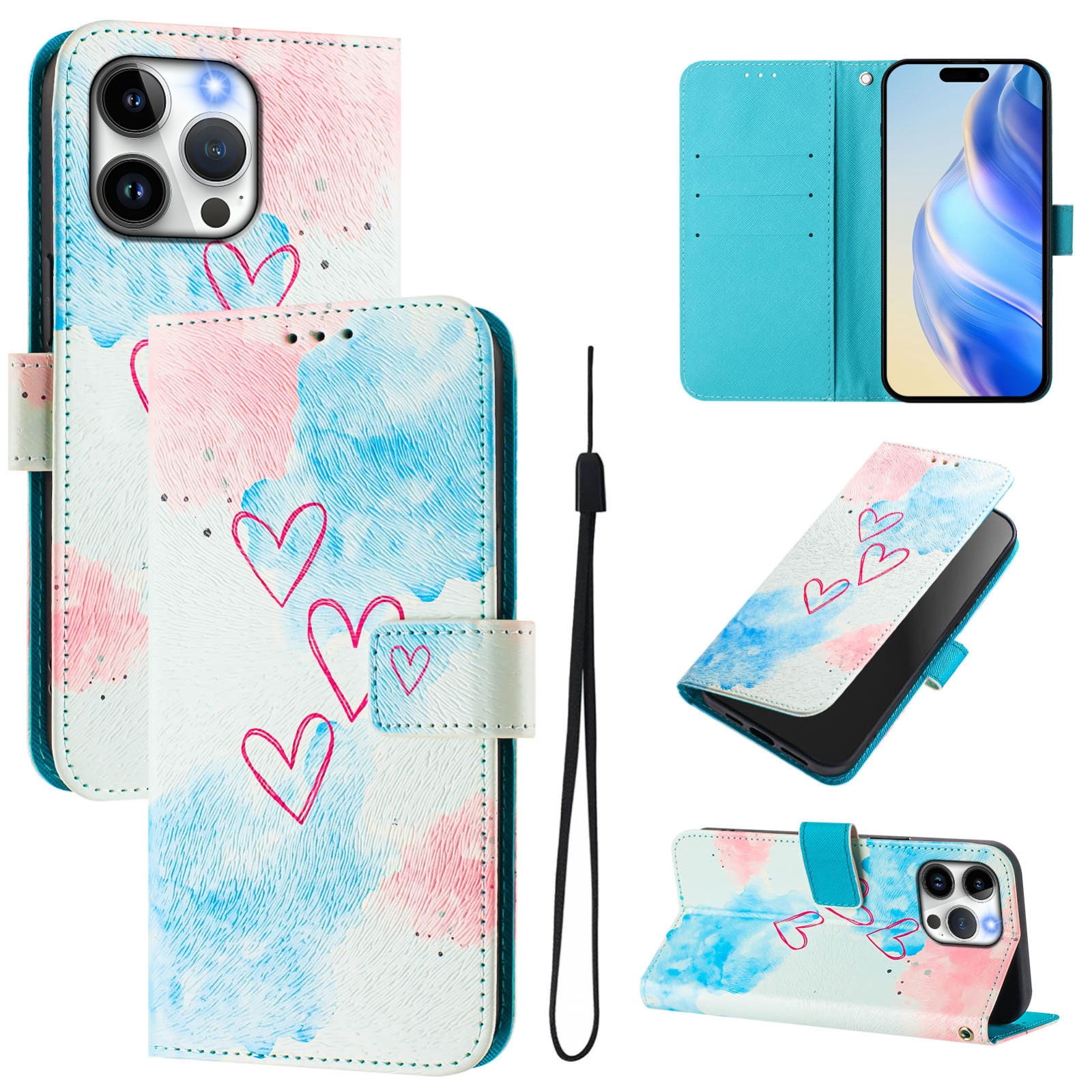 For iPhone 15 Pro Max Art Colored Drawing Pattern Leather Phone Case(LOVE ME) For iPhone 15 Pro Max Art Colored Drawing Pattern Leather Phone Case(LOVE ME)