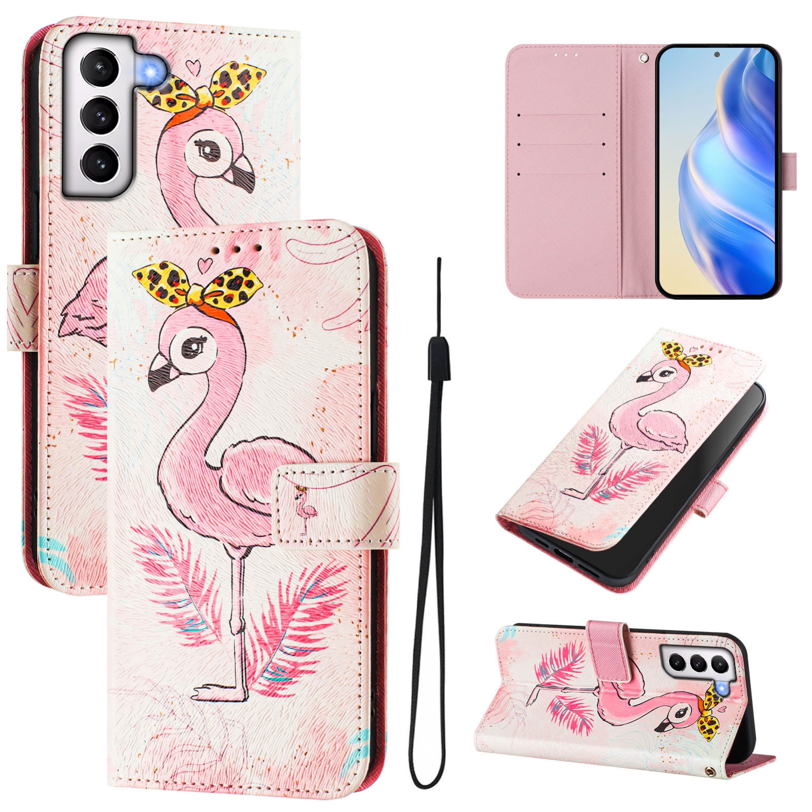 For Samsung Galaxy S21 5G Art Colored Drawing Pattern Leather Phone Case(Flamingo) For Samsung Galaxy S21 5G Art Colored Drawing Pattern Leather Phone Case(Flamingo)