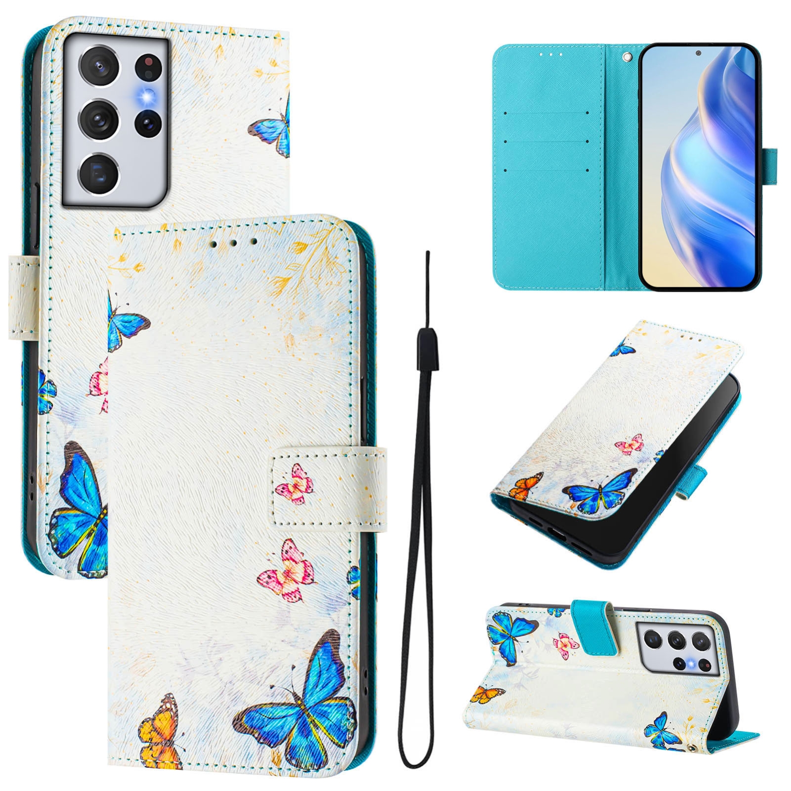 For Samsung Galaxy S21 Ultra 5G Art Colored Drawing Pattern Leather Phone Case(Butterfly house) For Samsung Galaxy S21 Ultra 5G Art Colored Drawing Pattern Leather Phone Case(Butterfly house)
