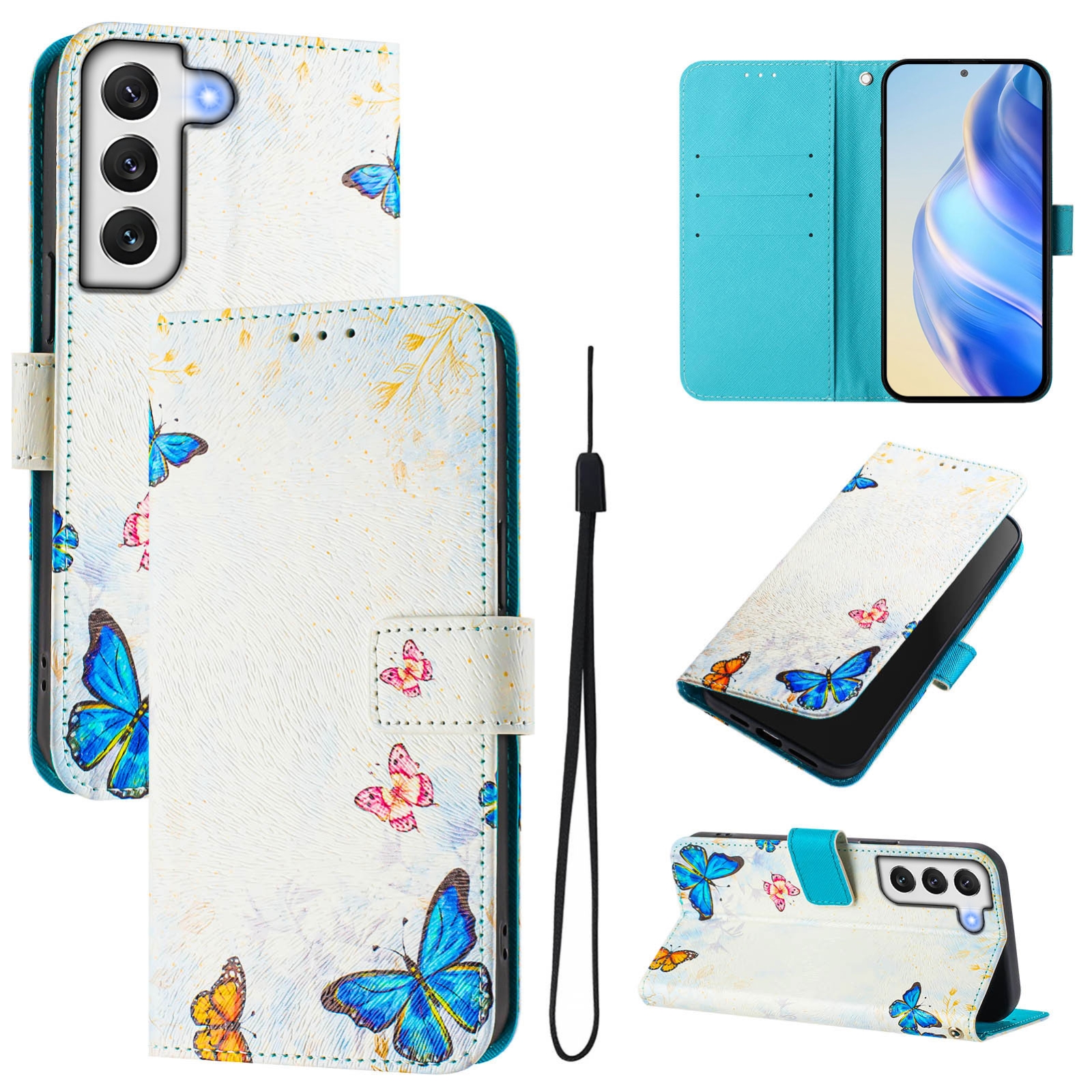 For Samsung Galaxy S22 5G Art Colored Drawing Pattern Leather Phone Case(Butterfly house) For Samsung Galaxy S22 5G Art Colored Drawing Pattern Leather Phone Case(Butterfly house)