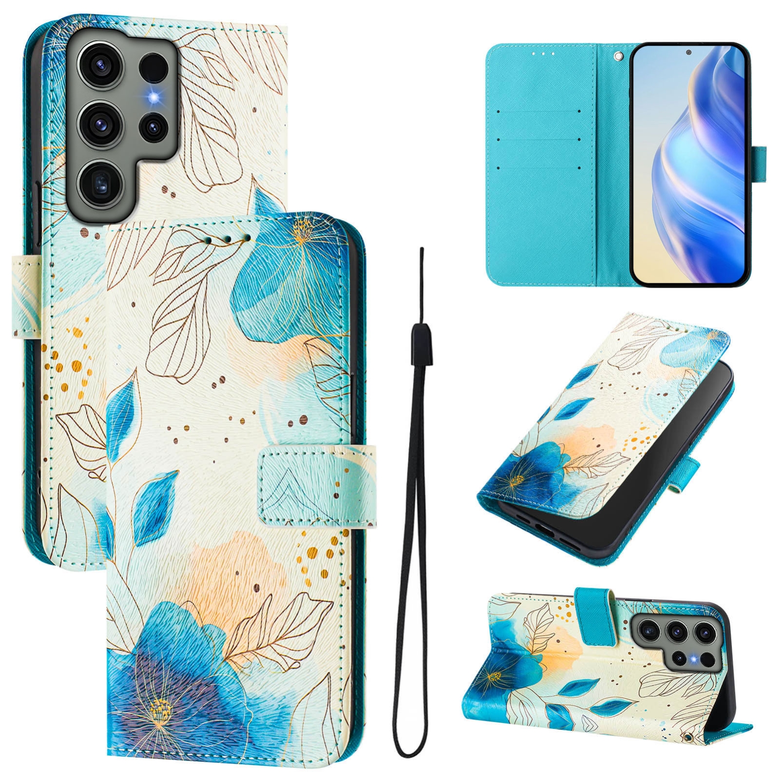 For Samsung Galaxy S23 Ultra 5G Art Colored Drawing Pattern Leather Phone Case(Flowering flowers) For Samsung Galaxy S23 Ultra 5G Art Colored Drawing Pattern Leather Phone Case(Flowering flowers)