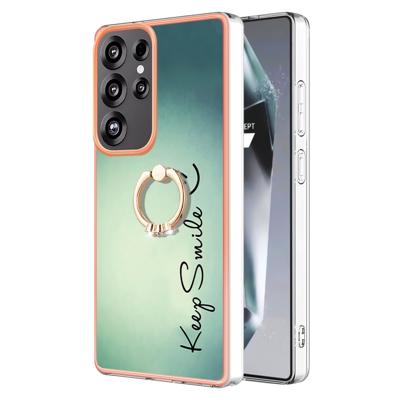 For Samsung Galaxy S25 Ultra 5G Electroplating Dual-side IMD Phone Case with Ring Holder(Smile) For Samsung Galaxy S25 Ultra 5G Electroplating Dual-side IMD Phone Case with Ring Holder(Smile)