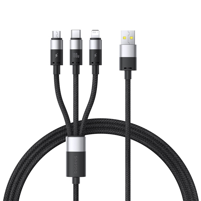Baseus Star Speed 1.5m PD100W 3 in 1 Fast Charging Cable(Black) Baseus Star Speed 1.5m PD100W 3 in 1 Fast Charging Cable(Black)