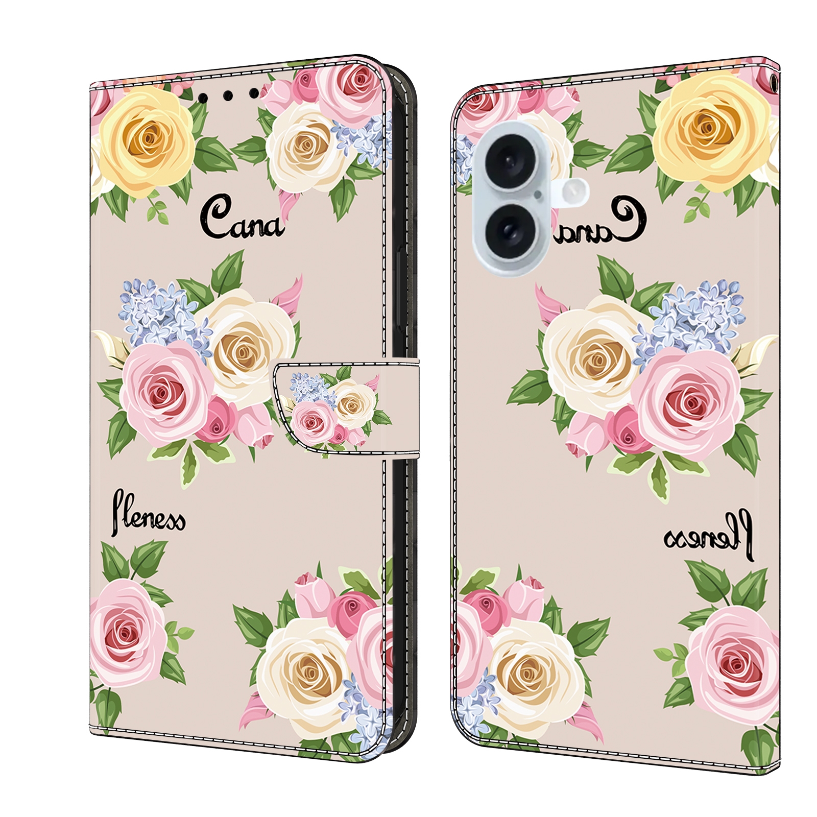 For iPhone 16 Plus Fresh Painted Leather Phone Case(Colored Flowers) For iPhone 16 Plus Fresh Painted Leather Phone Case(Colored Flowers)