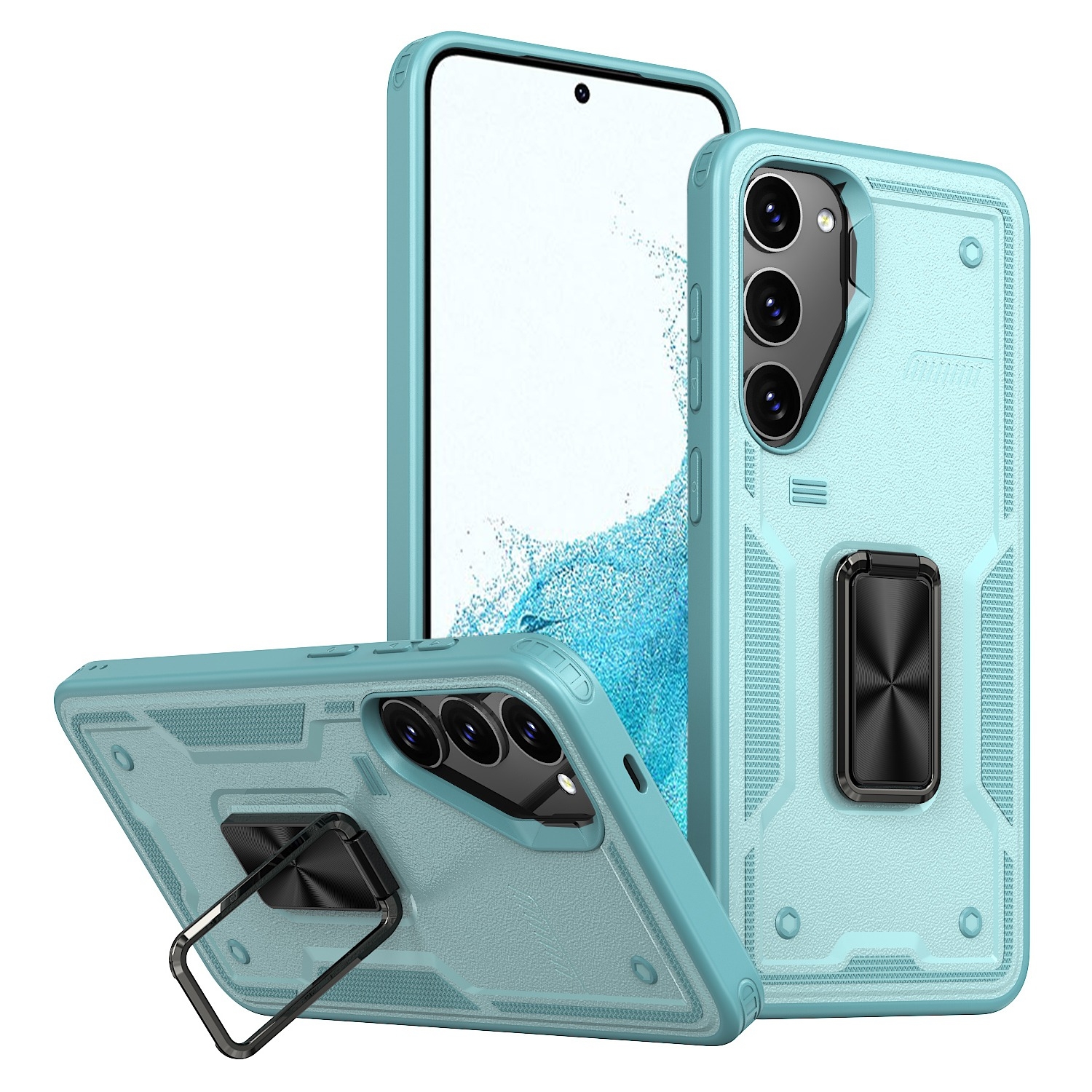 For Samsung Galaxy S22 5G Ring Holder PC Hybrid TPU Phone Case(Blue) For Samsung Galaxy S22 5G Ring Holder PC Hybrid TPU Phone Case(Blue)