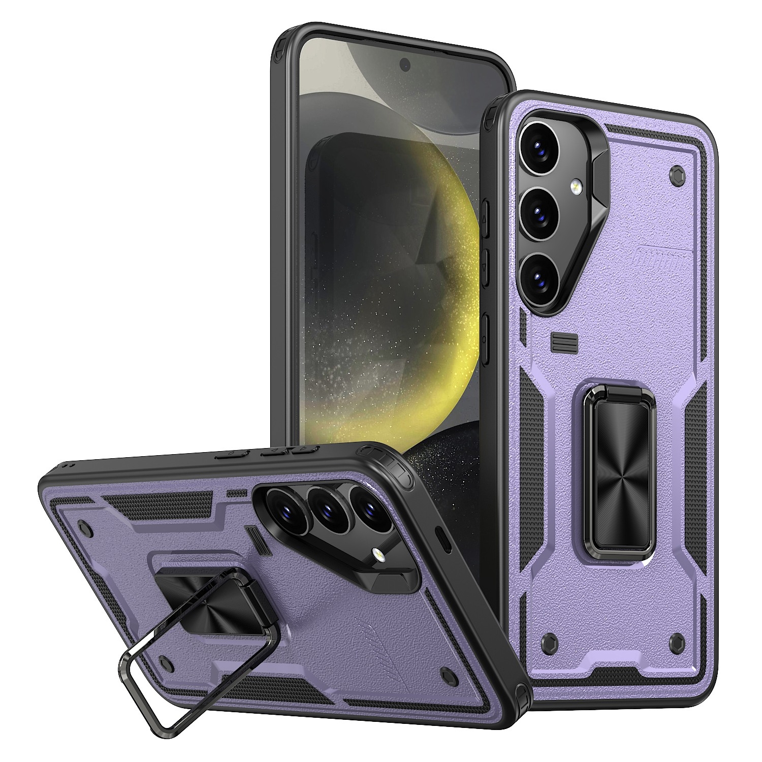 For Samsung Galaxy S24 5G Ring Holder PC Hybrid TPU Phone Case(Purple) For Samsung Galaxy S24 5G Ring Holder PC Hybrid TPU Phone Case(Purple)
