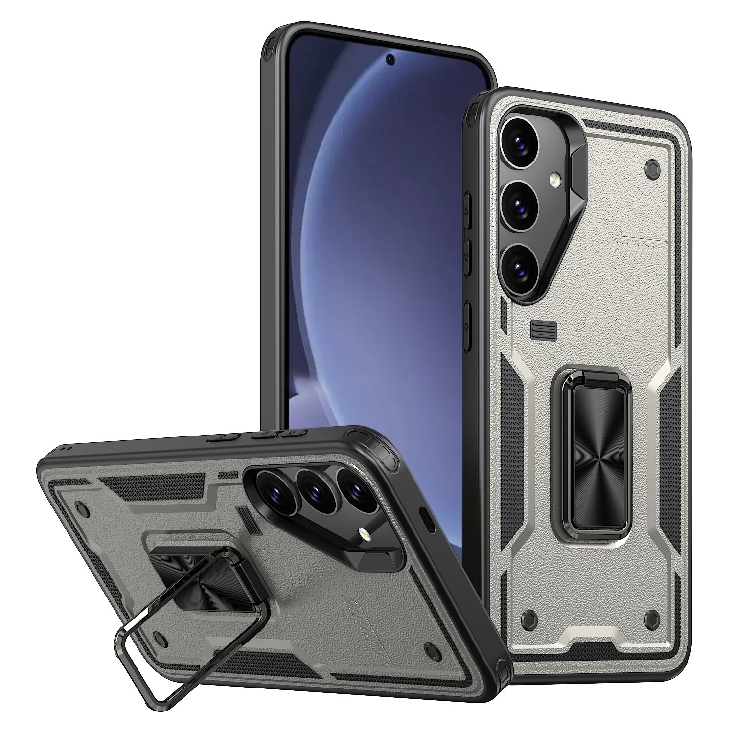 For Samsung Galaxy S25+ 5G Ring Holder PC Hybrid TPU Phone Case(Titanium Grey) For Samsung Galaxy S25+ 5G Ring Holder PC Hybrid TPU Phone Case(Titanium Grey)