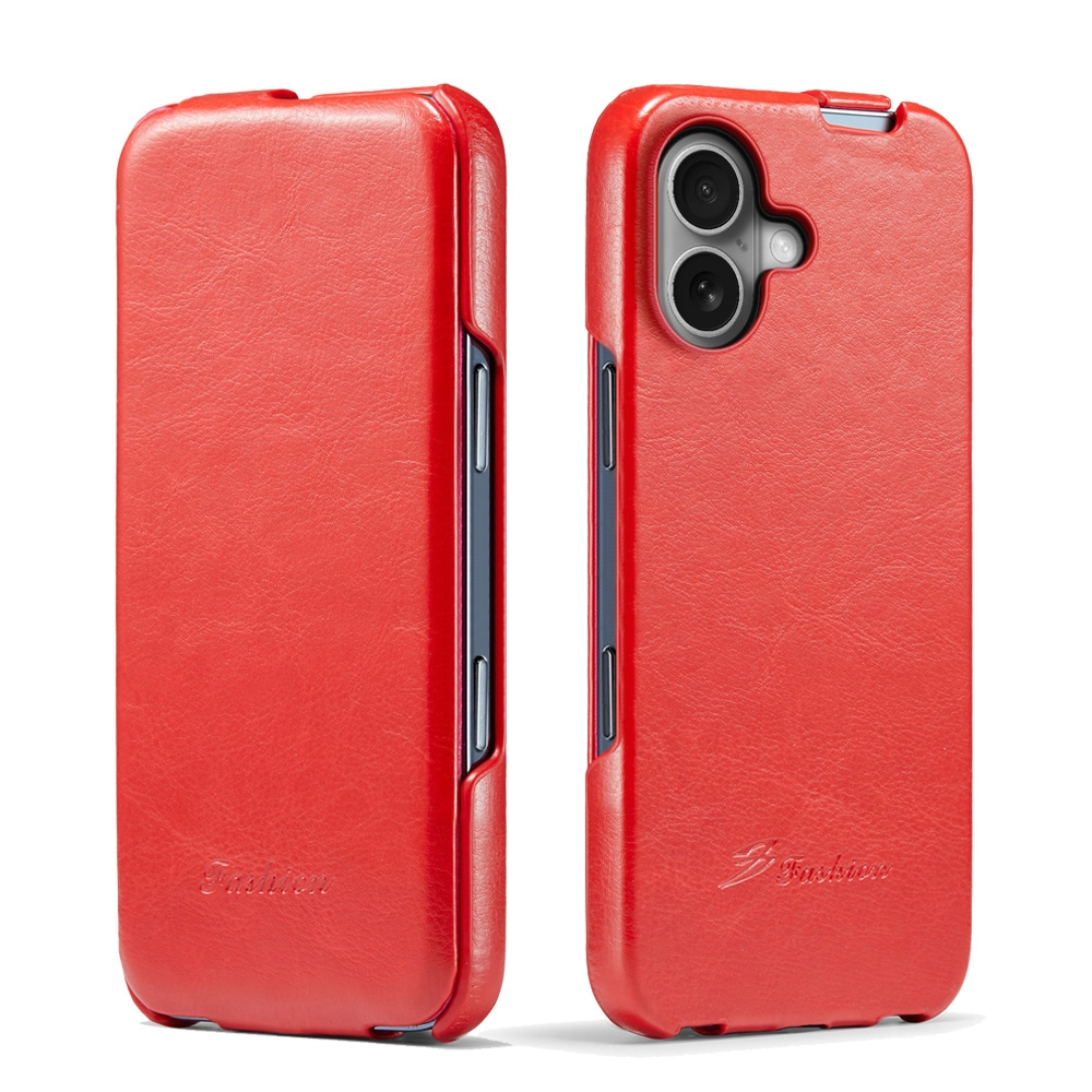 For iPhone 16 Plus Fierre Shann 64 Texture Vertical Flip PU Leather Phone Case(Red) For iPhone 16 Plus Fierre Shann 64 Texture Vertical Flip PU Leather Phone Case(Red)