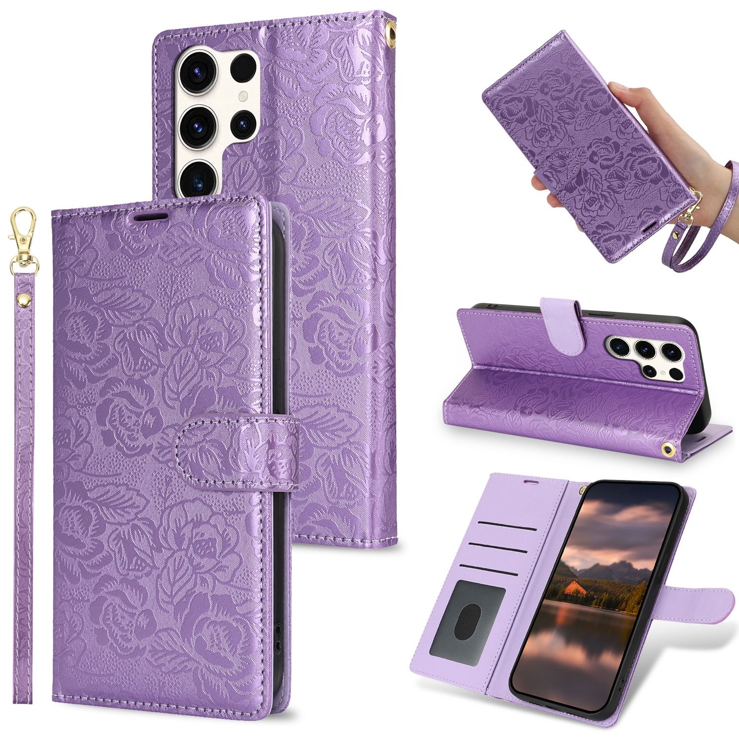 For Samsung Galaxy S25 Ultra 5G Peony Flowers Imprint Leather Phone Case(Purple) For Samsung Galaxy S25 Ultra 5G Peony Flowers Imprint Leather Phone Case(Purple)