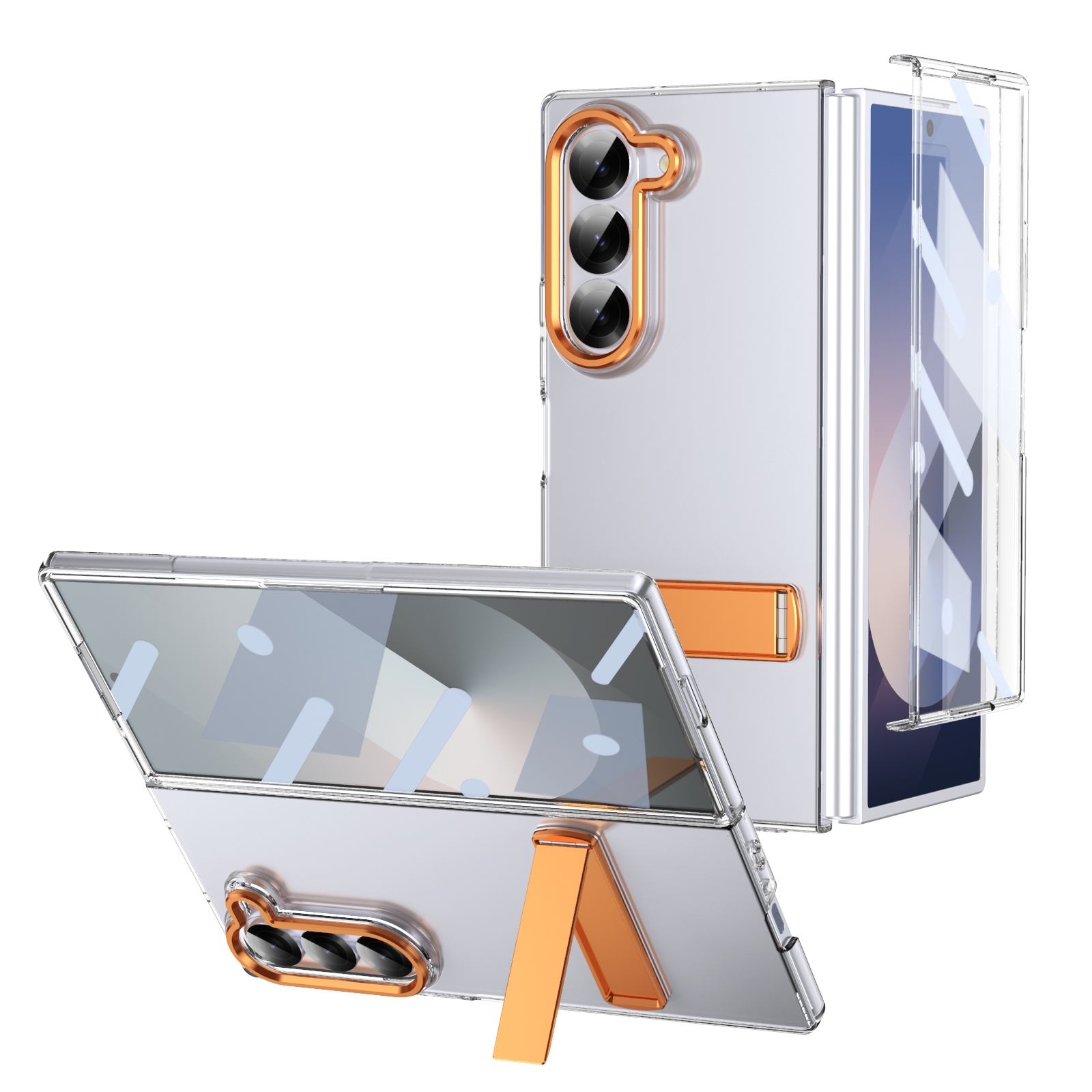 For Samsung Galaxy Z Fold6 Ice-Cold Holder PC Hybrid TPU Phone Case(Orange) For Samsung Galaxy Z Fold6 Ice-Cold Holder PC Hybrid TPU Phone Case(Orange)