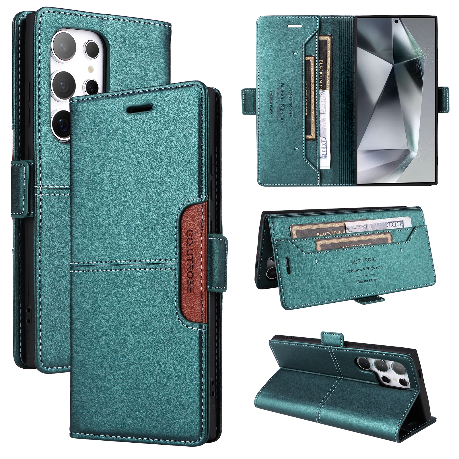 For Samsung Galaxy S22 Ultra 5G GQUTROBE G01 RFID Anti-theft Leather Phone Case(Green) For Samsung Galaxy S22 Ultra 5G GQUTROBE G01 RFID Anti-theft Leather Phone Case(Green)