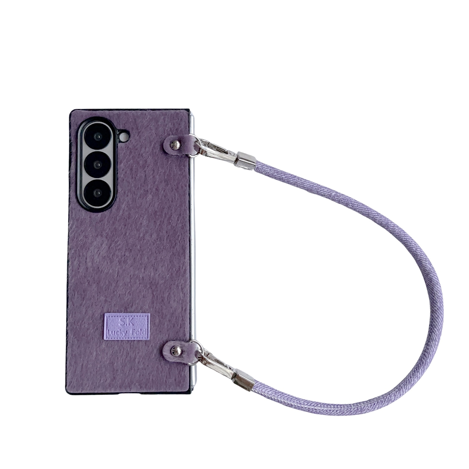For Samsung Galaxy Z Fold6 5G Comfortable Short Plush Full Coverage Phone Case with Wrist Strap(Purple) For Samsung Galaxy Z Fold6 5G Comfortable Short Plush Full Coverage Phone Case with Wrist Strap(Purple)