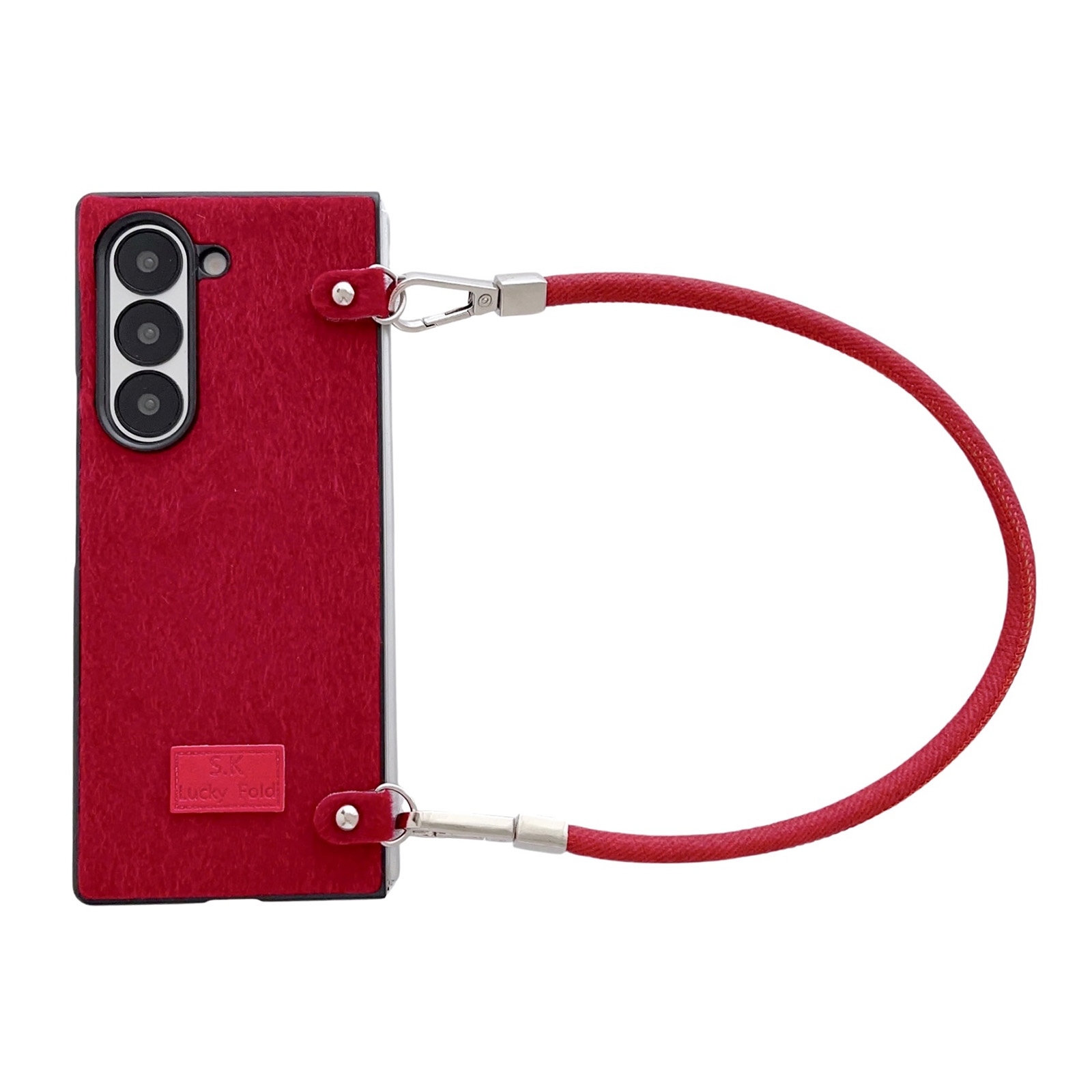 For Samsung Galaxy Z Fold Special Comfortable Short Plush Full Coverage Phone Case with Wrist Strap(Red) For Samsung Galaxy Z Fold Special Comfortable Short Plush Full Coverage Phone Case with Wrist Strap(Red)