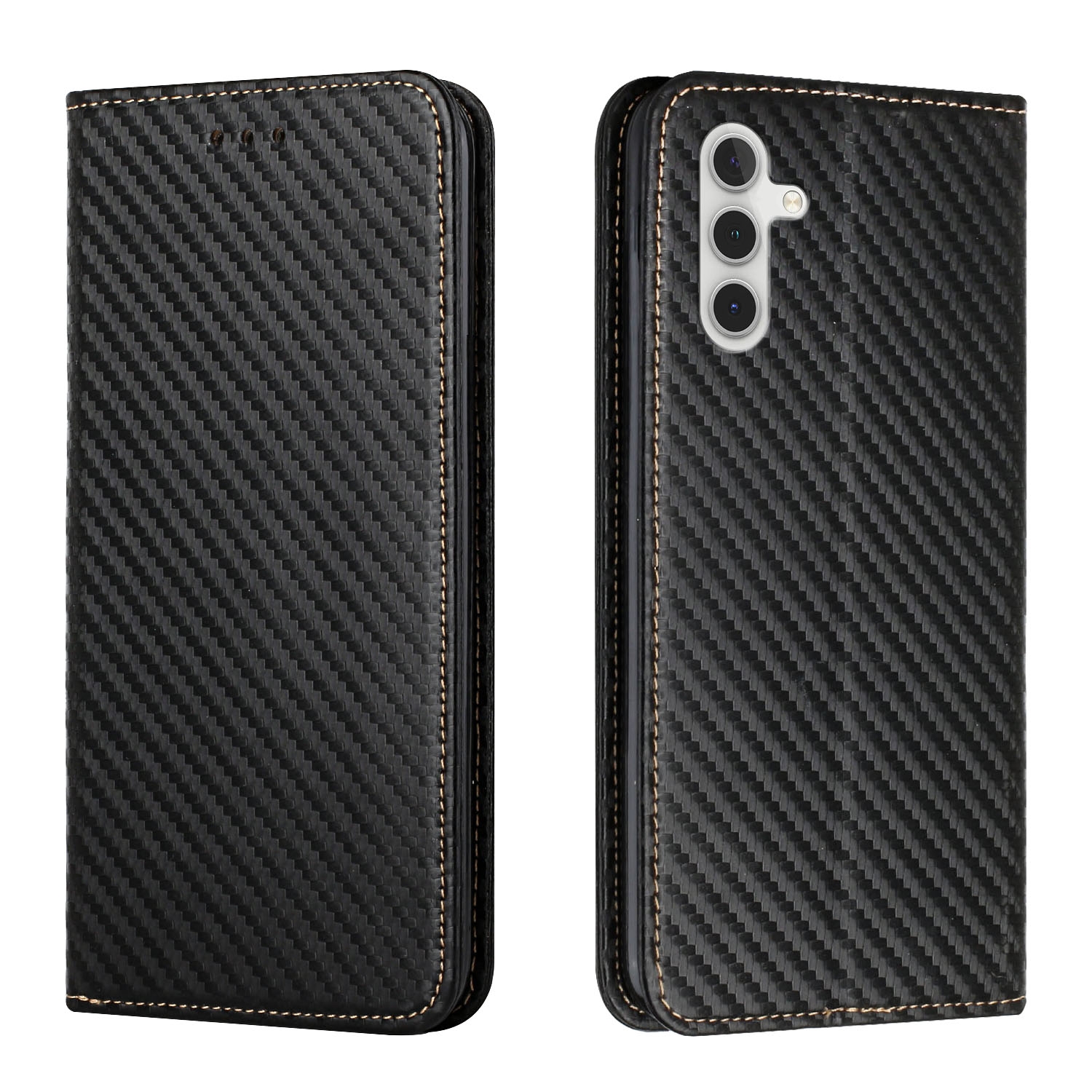 For Samsung Galaxy S25 5G Carbon Fiber Texture Magnetic Flip Leather Phone Case(Black) For Samsung Galaxy S25 5G Carbon Fiber Texture Magnetic Flip Leather Phone Case(Black)