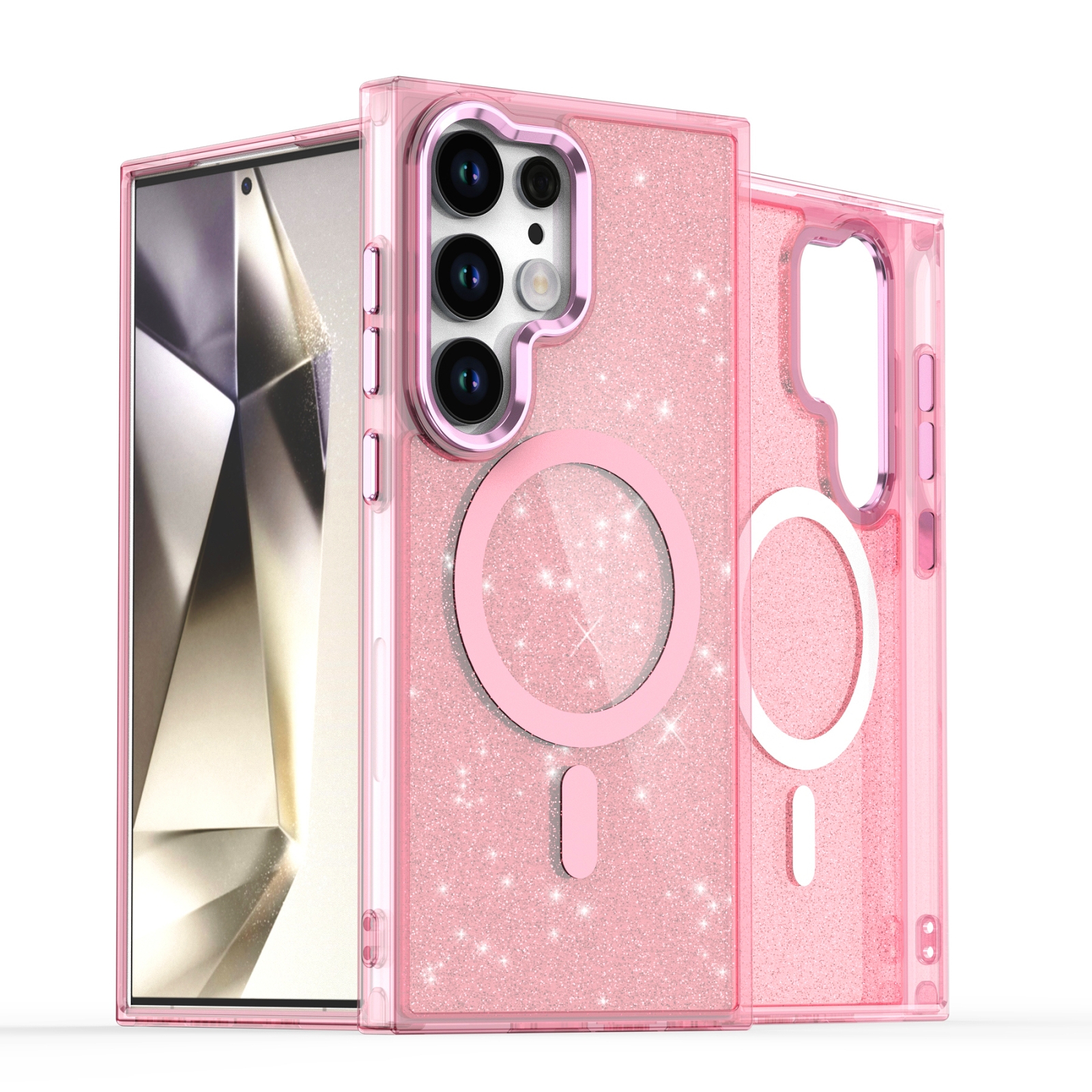 For Samsung Galaxy S24 Ultra 5G Glitter MagSafe Shockproof Phone Case(Pink) For Samsung Galaxy S24 Ultra 5G Glitter MagSafe Shockproof Phone Case(Pink)