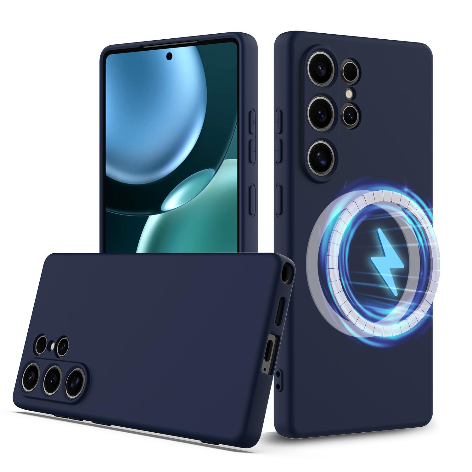 For Samsung Galaxy S25 Ultra 5G Shockproof Silicone Magsafe Phone Case(Navy Blue) For Samsung Galaxy S25 Ultra 5G Shockproof Silicone Magsafe Phone Case(Navy Blue)