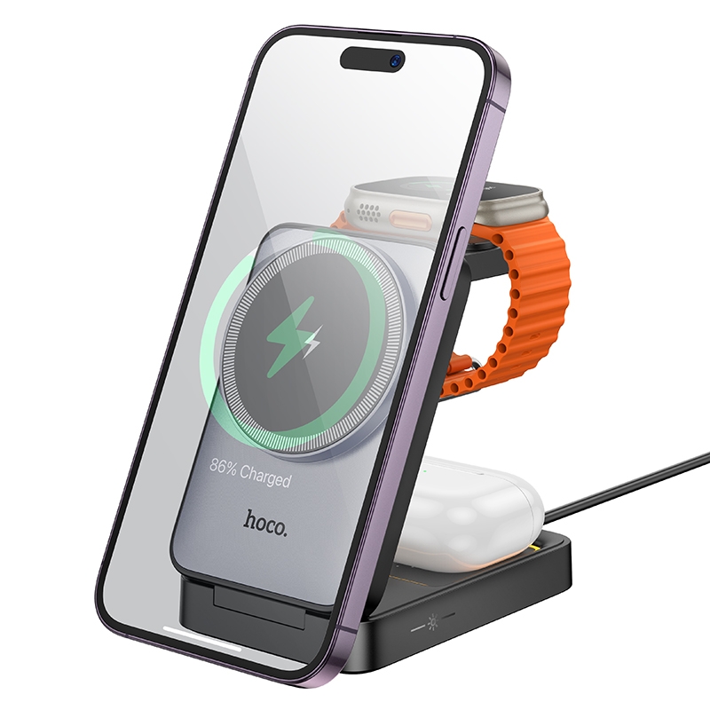 hoco CQ21 Power 3 in 1 Desktop Magnetic Wireless Fast Charger(Black) hoco CQ21 Power 3 in 1 Desktop Magnetic Wireless Fast Charger(Black)