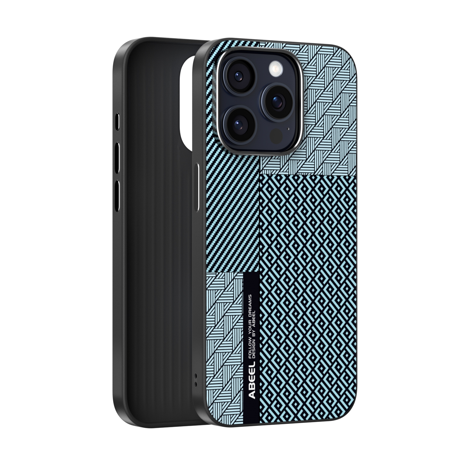 For iPhone 15 Pro ABEEL 6D Micro Relief MagSafe Magnetic Phone Case(Carbon Fiber Blue)