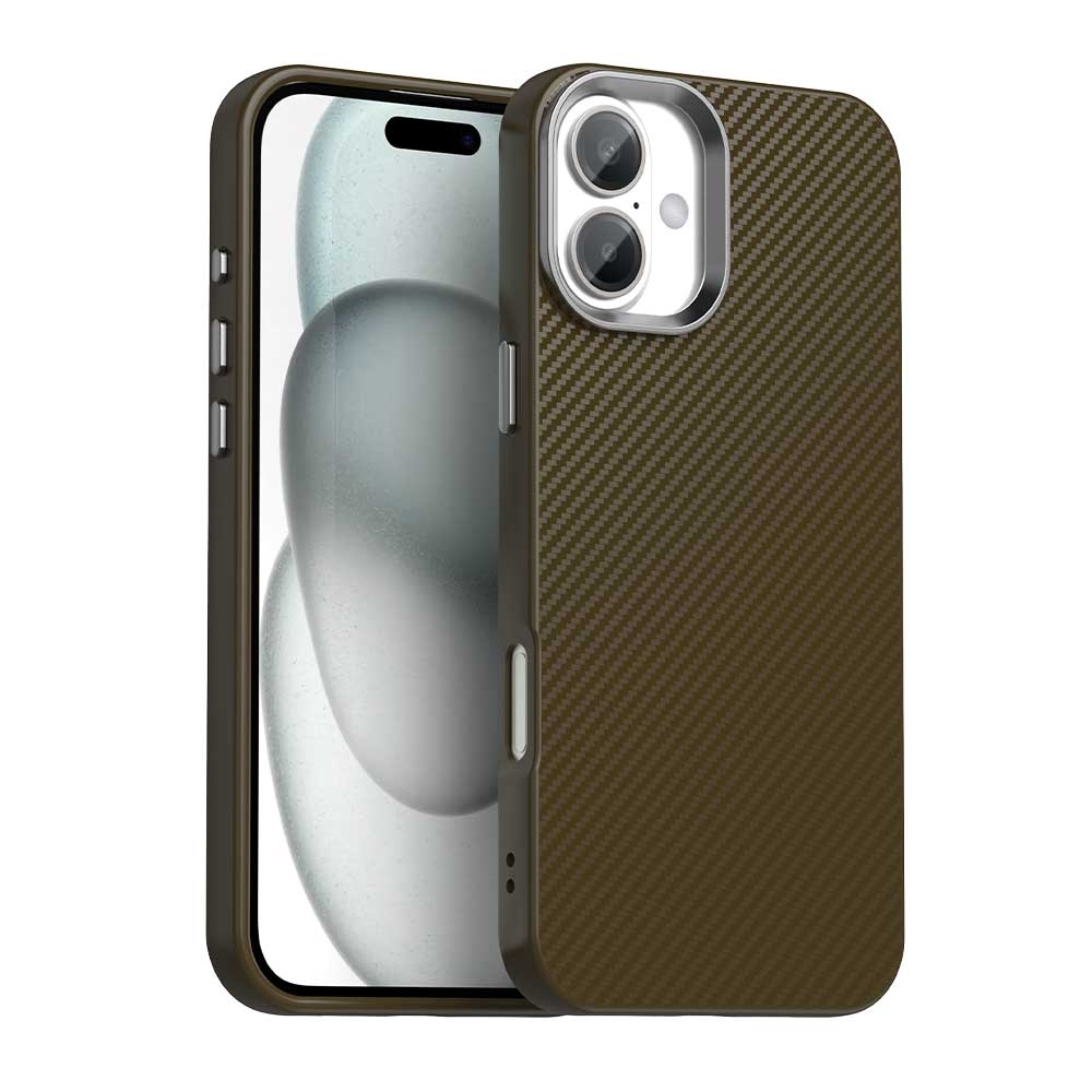 For iPhone 16 Plus Carbon Fiber Series IMD Phone Case(Brown) For iPhone 16 Plus Carbon Fiber Series IMD Phone Case(Brown)