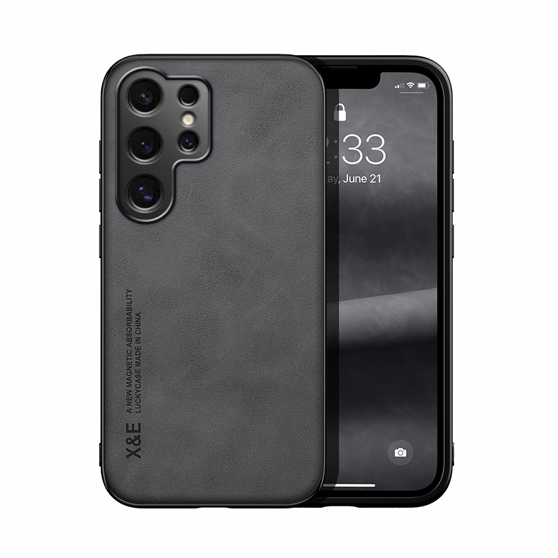 For Samsung Galaxy S25 Ultra 5G Skin Feel Magnetic Leather Back Phone Case(Dark Grey) For Samsung Galaxy S25 Ultra 5G Skin Feel Magnetic Leather Back Phone Case(Dark Grey)