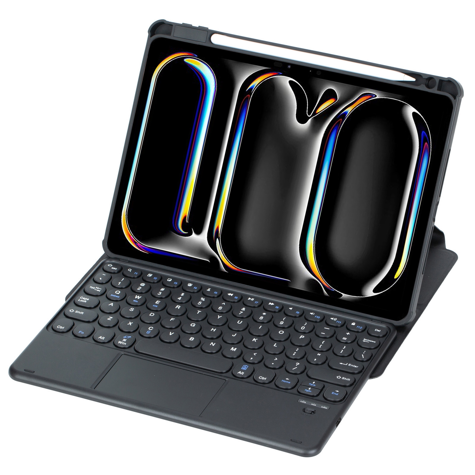 For iPad Pro 11 2024 YL13-A 360 Rotation Acrylic Transparent Round Keycap Bluetooth Keyboard Leather Case With Touch Control(Black) For iPad Pro 11 2024 YL13-A 360 Rotation Acrylic Transparent Round Keycap Bluetooth Keyboard Leather Case With Touch Control(Black)