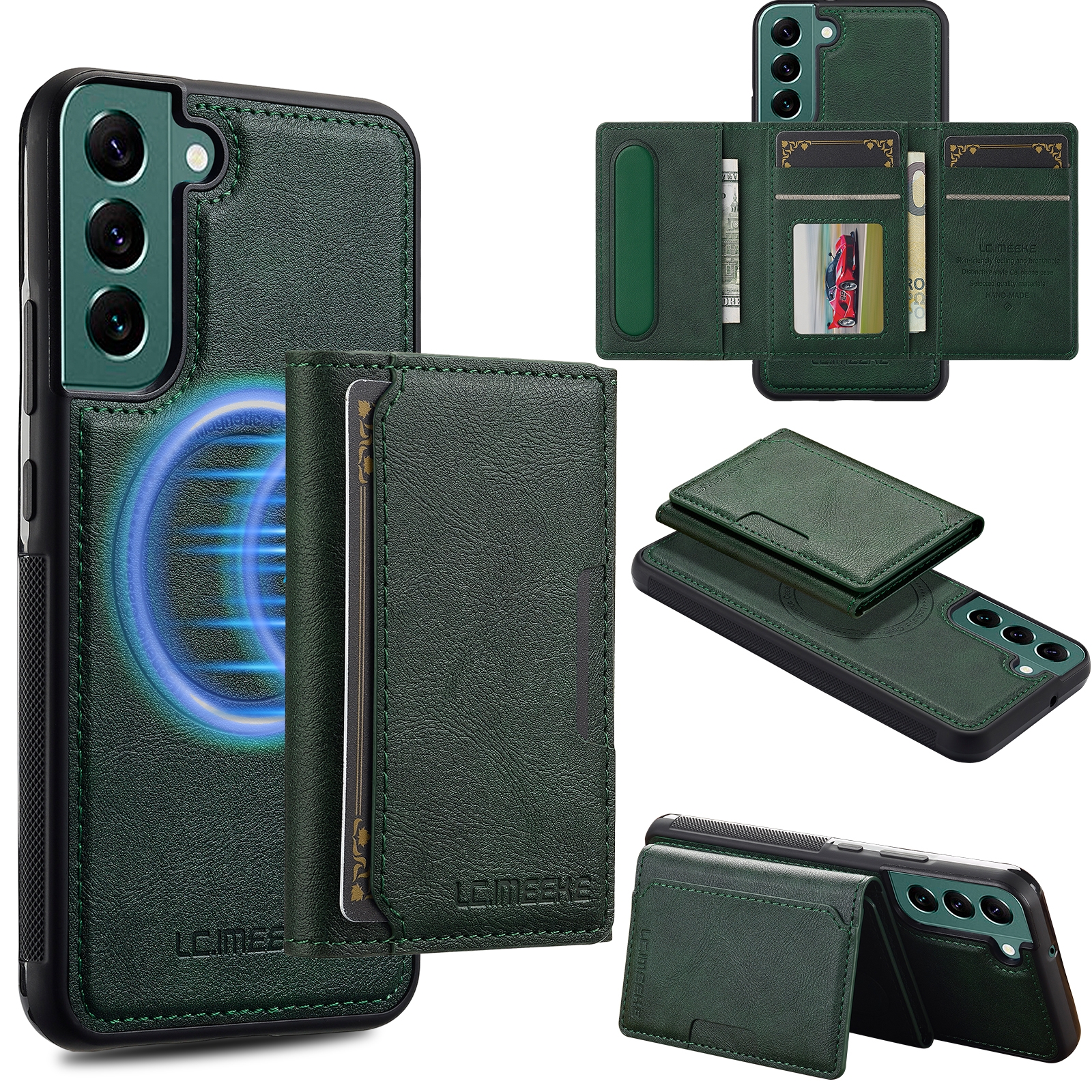 For Samsung Galaxy S20 FE LC.IMEEKE L5 Series Detachable RFID Card Bag Magsafe Phone Case(Green) For Samsung Galaxy S20 FE LC.IMEEKE L5 Series Detachable RFID Card Bag Magsafe Phone Case(Green)