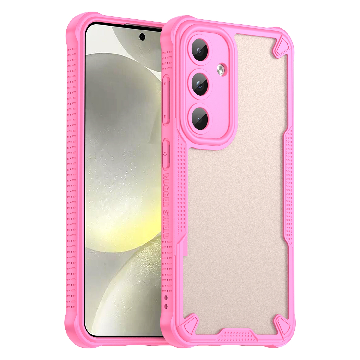 For Samsung Galaxy S25 5G Armor Glaze PC Hybrid TPU Phone Case(Pink) For Samsung Galaxy S25 5G Armor Glaze PC Hybrid TPU Phone Case(Pink)