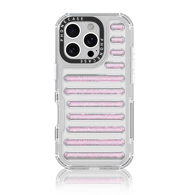 For iPhone 16 Pro Capsule Glitter TPU Hybrid PC Airbag Phone Case(Pink) For iPhone 16 Pro Capsule Glitter TPU Hybrid PC Airbag Phone Case(Pink)