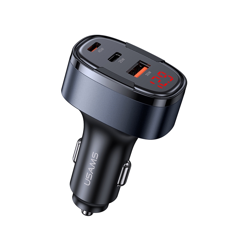 USAMS CC257 C42 100W USB, Type-C, 8 Pin Three Ports Car Fast Charger(Black) USAMS CC257 C42 100W USB, Type-C, 8 Pin Three Ports Car Fast Charger(Black)