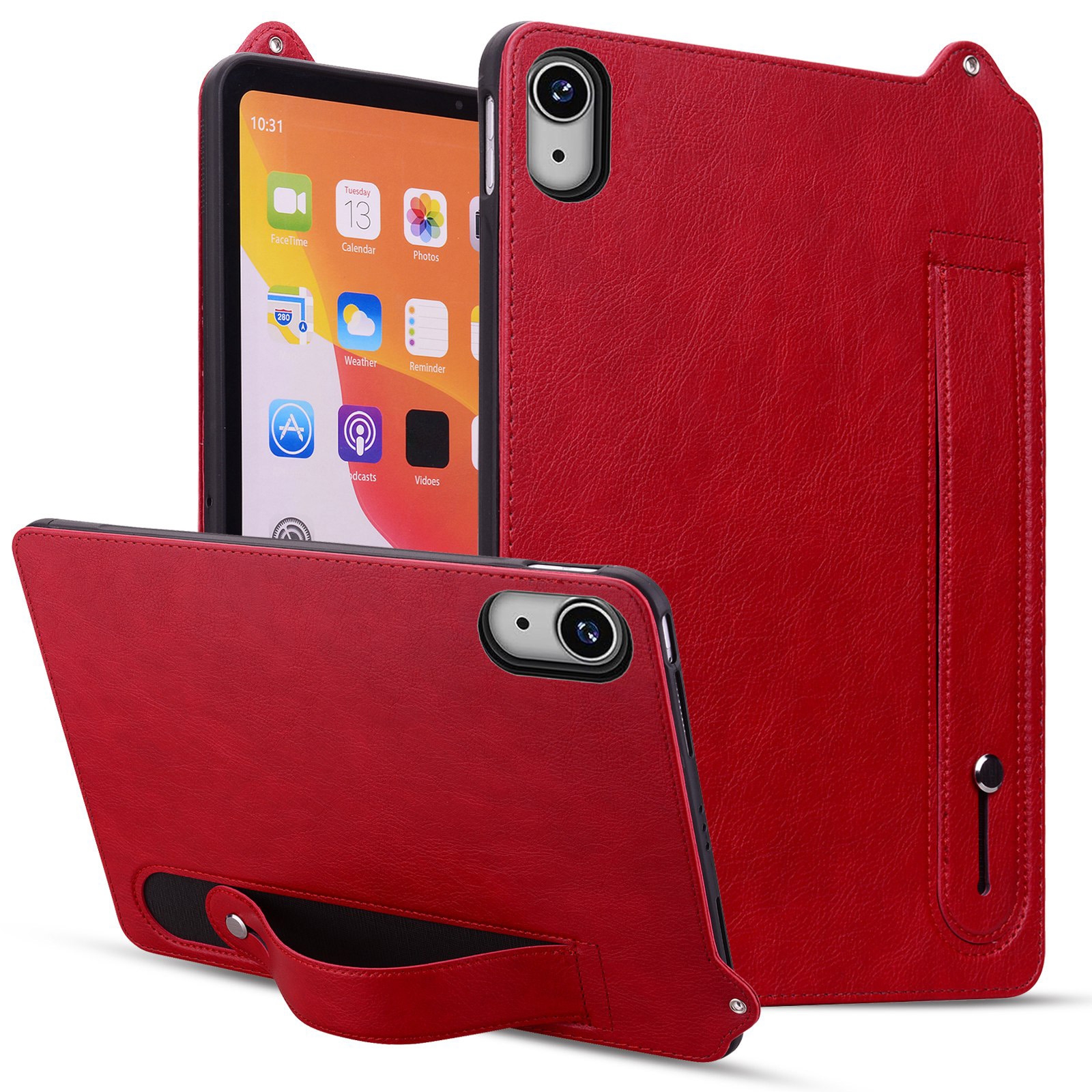 For iPad mini 6 / mini 2024 TPU Leather Back Tablet Case with Wristband(Red) For iPad mini 6 / mini 2024 TPU Leather Back Tablet Case with Wristband(Red)