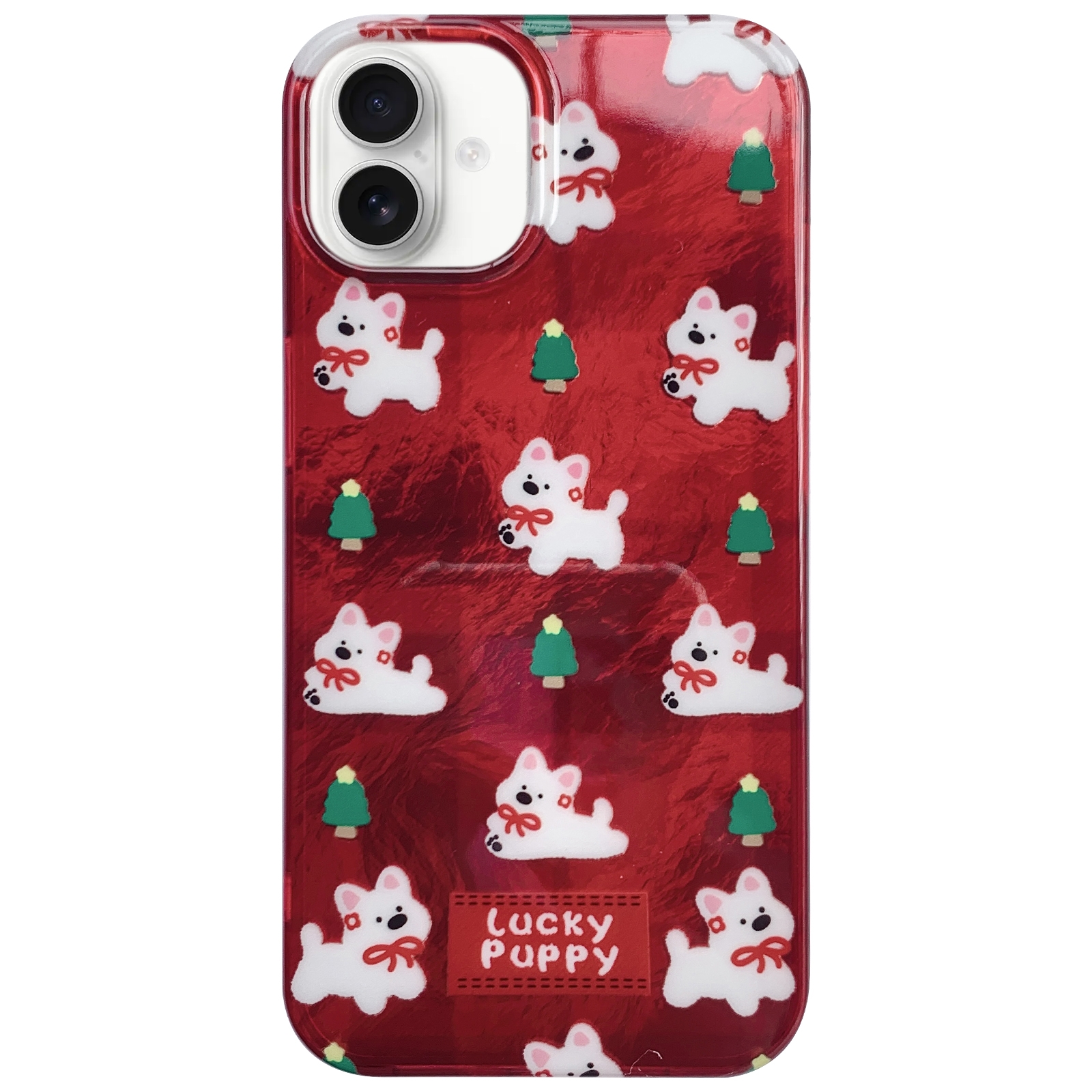 For iPhone 16 West Highlands Puppy Colorful PC Hybrid TPU Phone Case with Lanyard(Red) For iPhone 16 West Highlands Puppy Colorful PC Hybrid TPU Phone Case with Lanyard(Red)