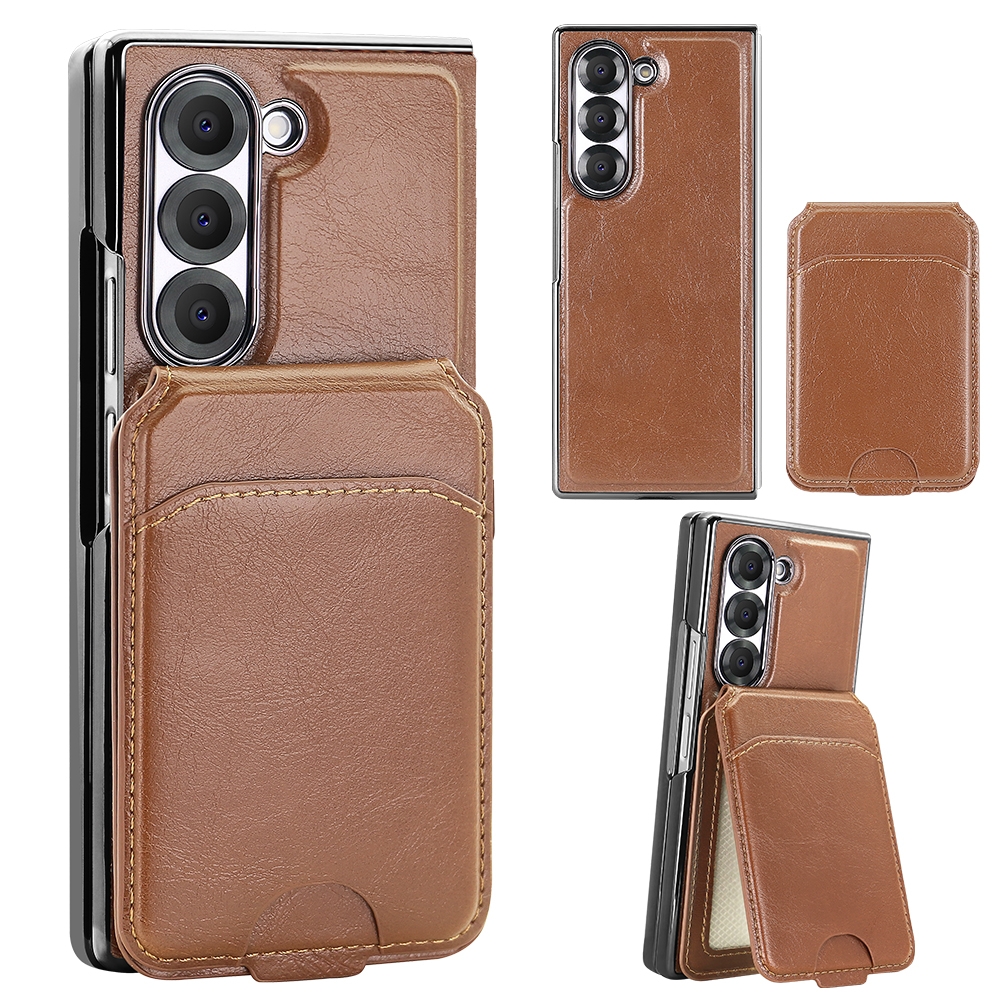 For Samsung Galaxy Z Fold5 VIETAO Integrated MagSafe RFID Detachable Card Bag PU Phone Case(Brown) For Samsung Galaxy Z Fold5 VIETAO Integrated MagSafe RFID Detachable Card Bag PU Phone Case(Brown)