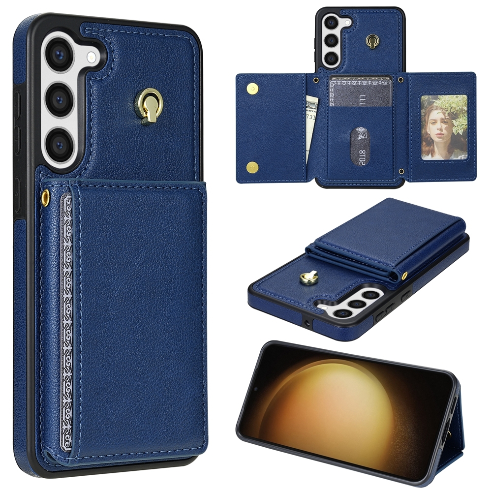 For Samsung Galaxy S23+ 5G Three Fold Card Bag Phone Case with Long Lanyard(Blue) For Samsung Galaxy S23+ 5G Three Fold Card Bag Phone Case with Long Lanyard(Blue)