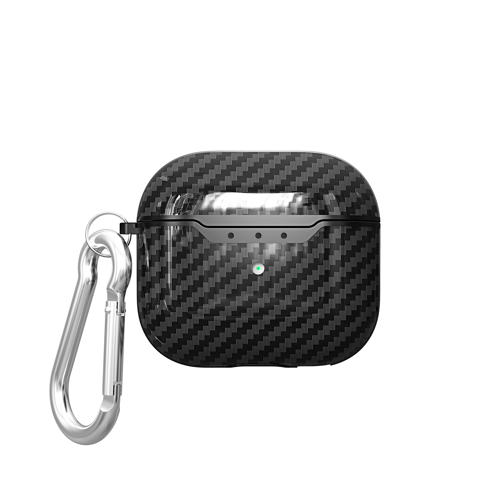 For AirPods 4 Carbon Fiber Texture TPU Shockproof Protective Earphone Case with Hook(Black) For AirPods 4 Carbon Fiber Texture TPU Shockproof Protective Earphone Case with Hook(Black)